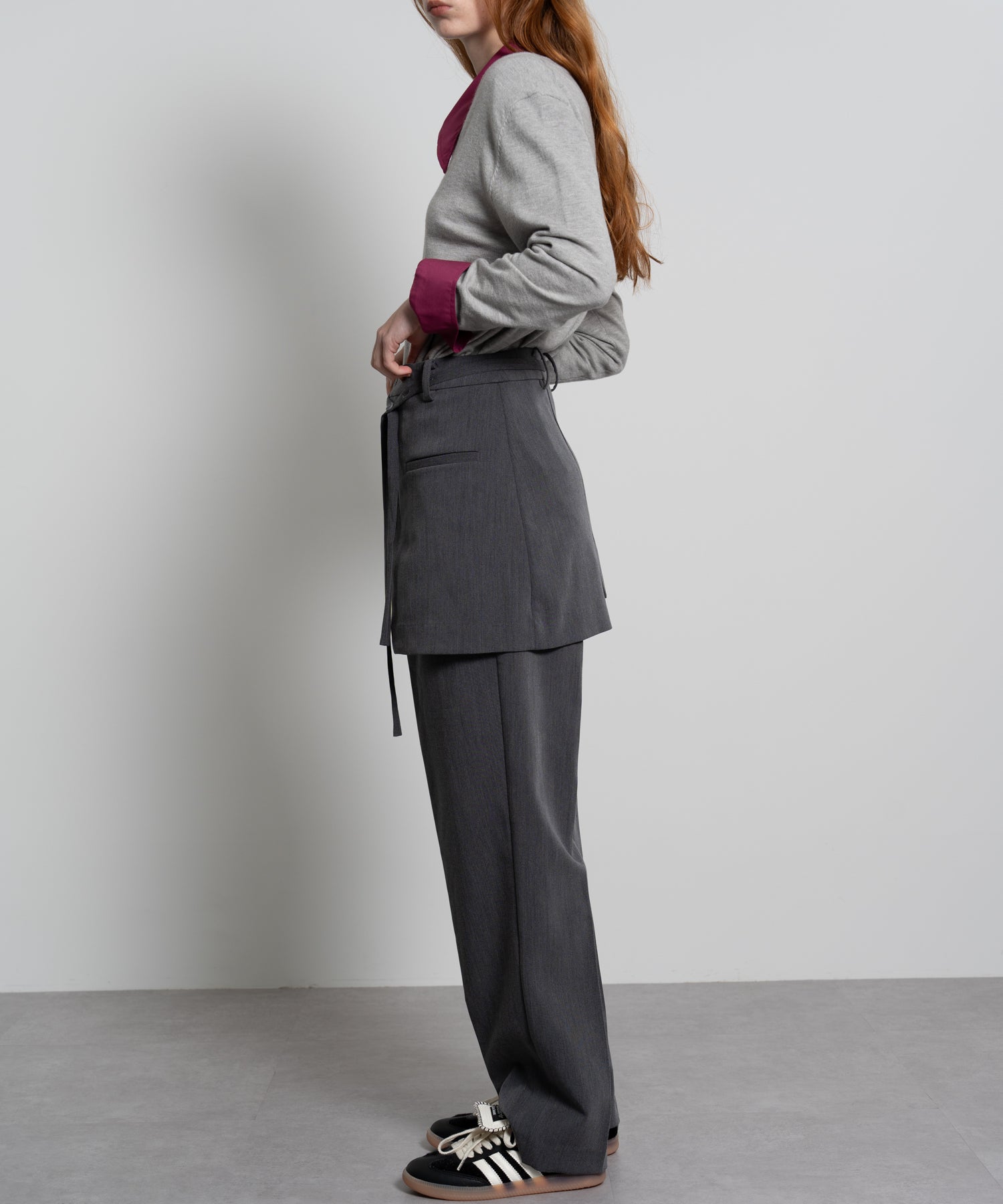 Mini Skirt with Center-Pleat Pants Set