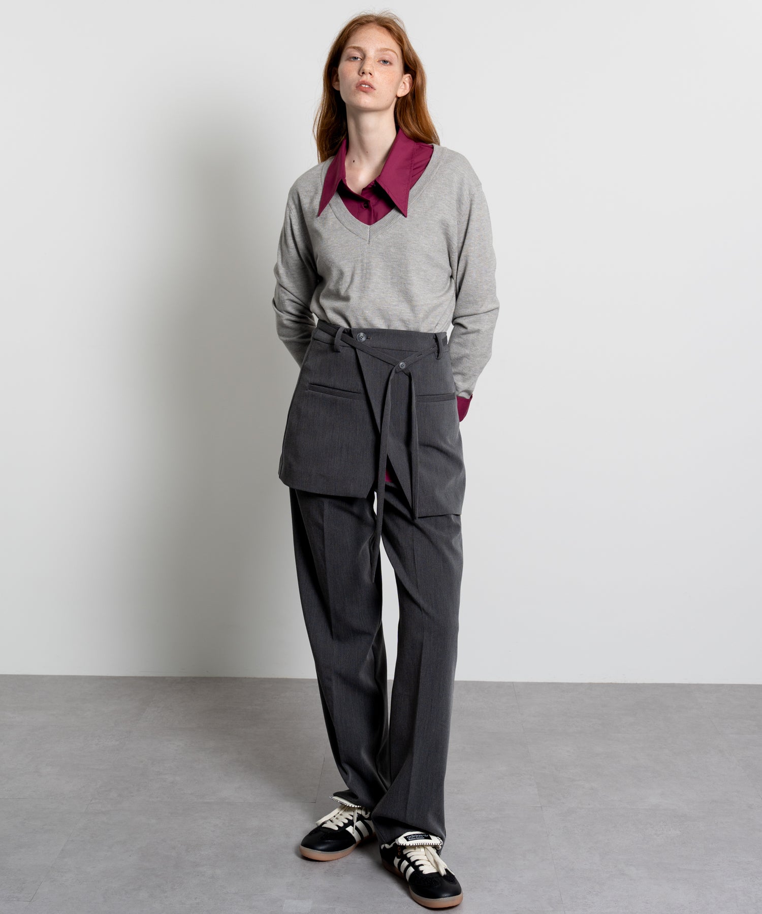 Mini Skirt with Center-Pleat Pants Set