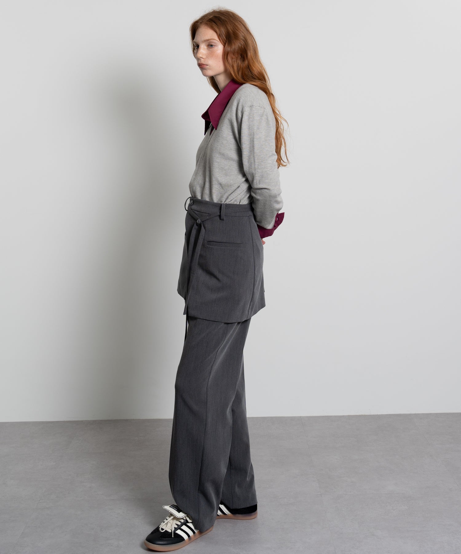 Mini Skirt with Center-Pleat Pants Set