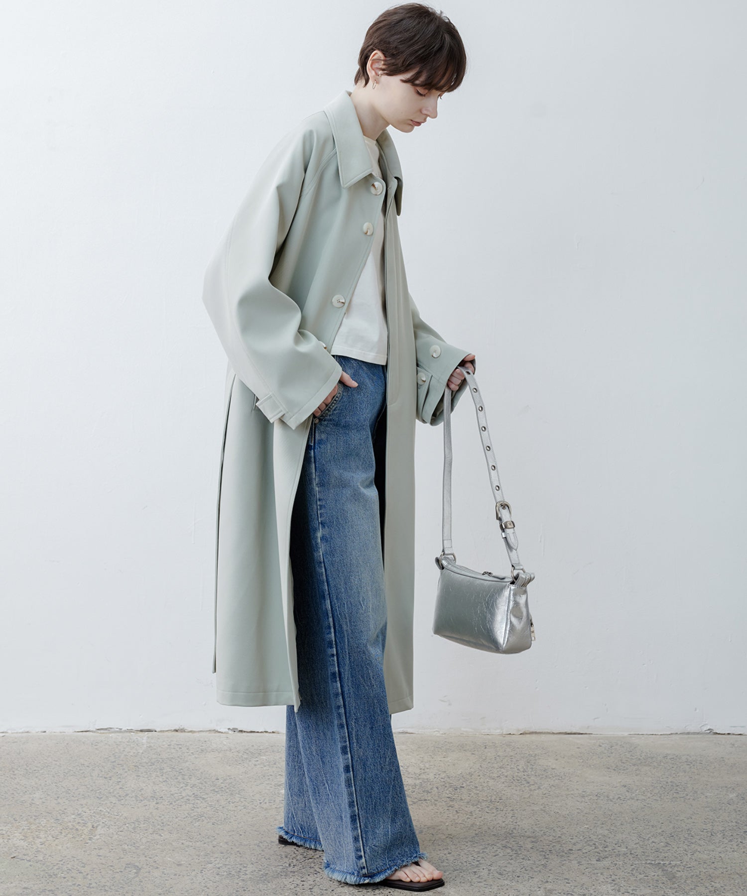 Clean-Cut Longline Coat with Belt – Easy Care Design