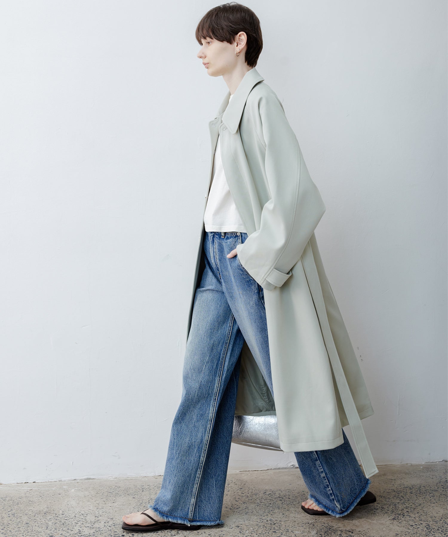Clean-Cut Longline Coat with Belt – Easy Care Design