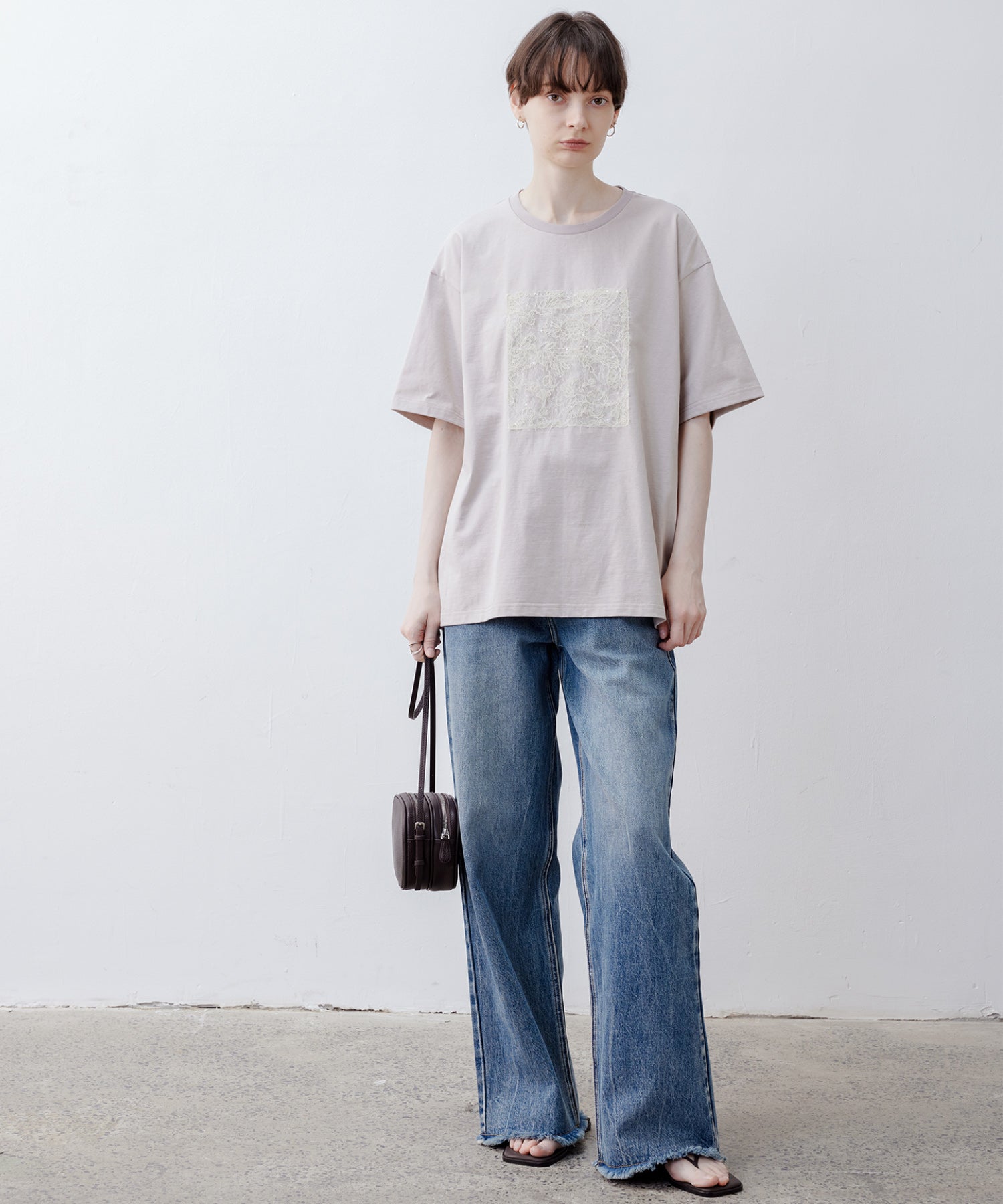 Frayed Hem Straight Denim Pants