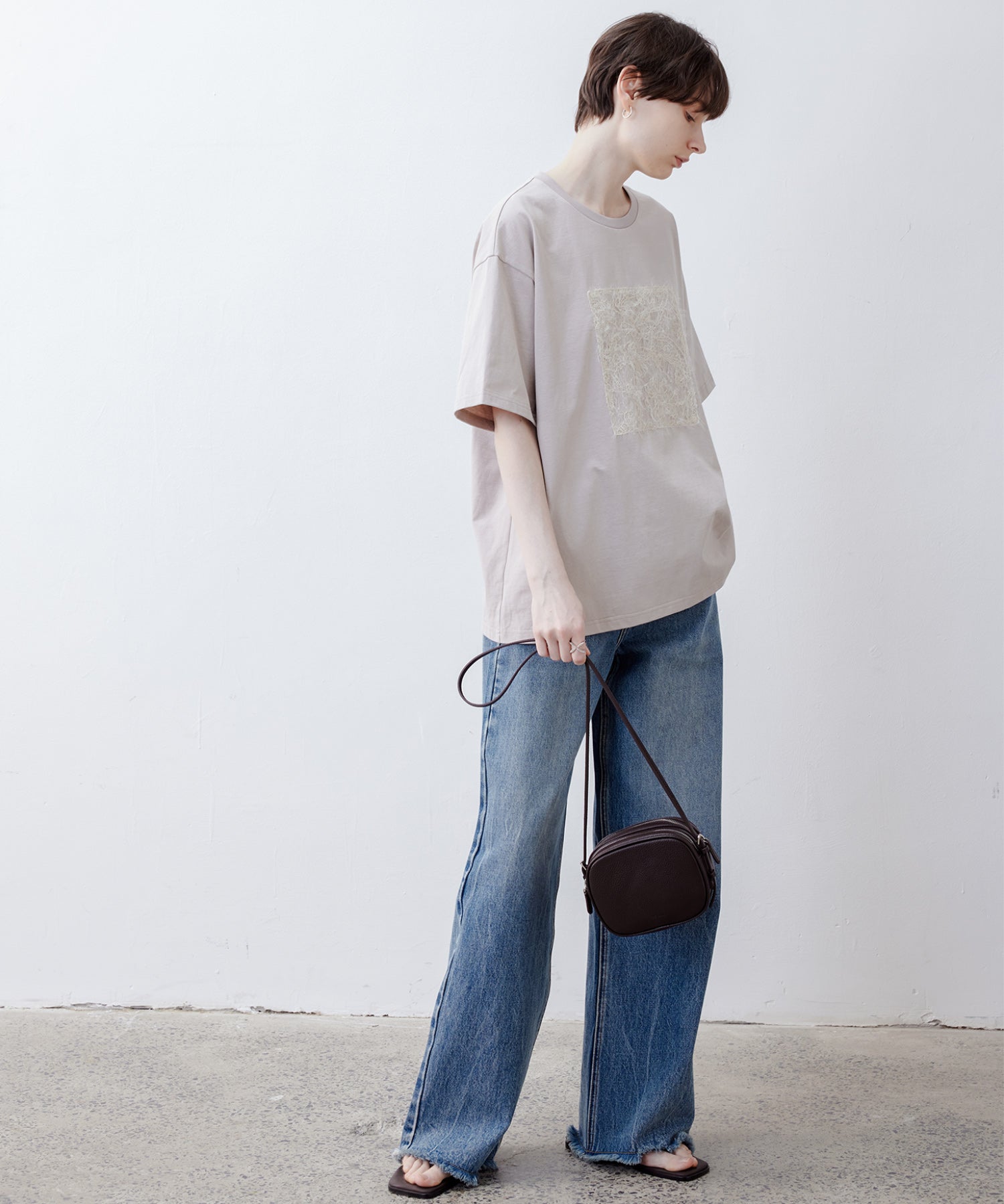 Frayed Hem Straight Denim Pants
