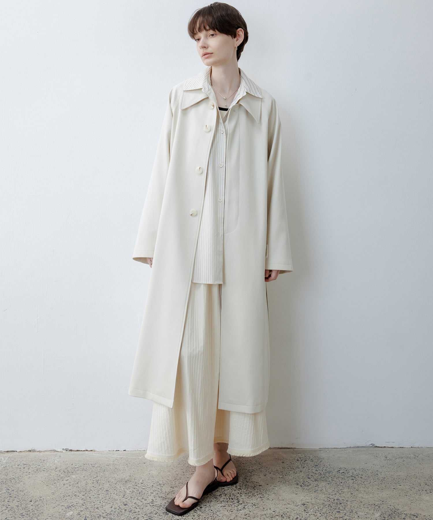Clean-Cut Longline Coat with Belt – Easy Care Design
