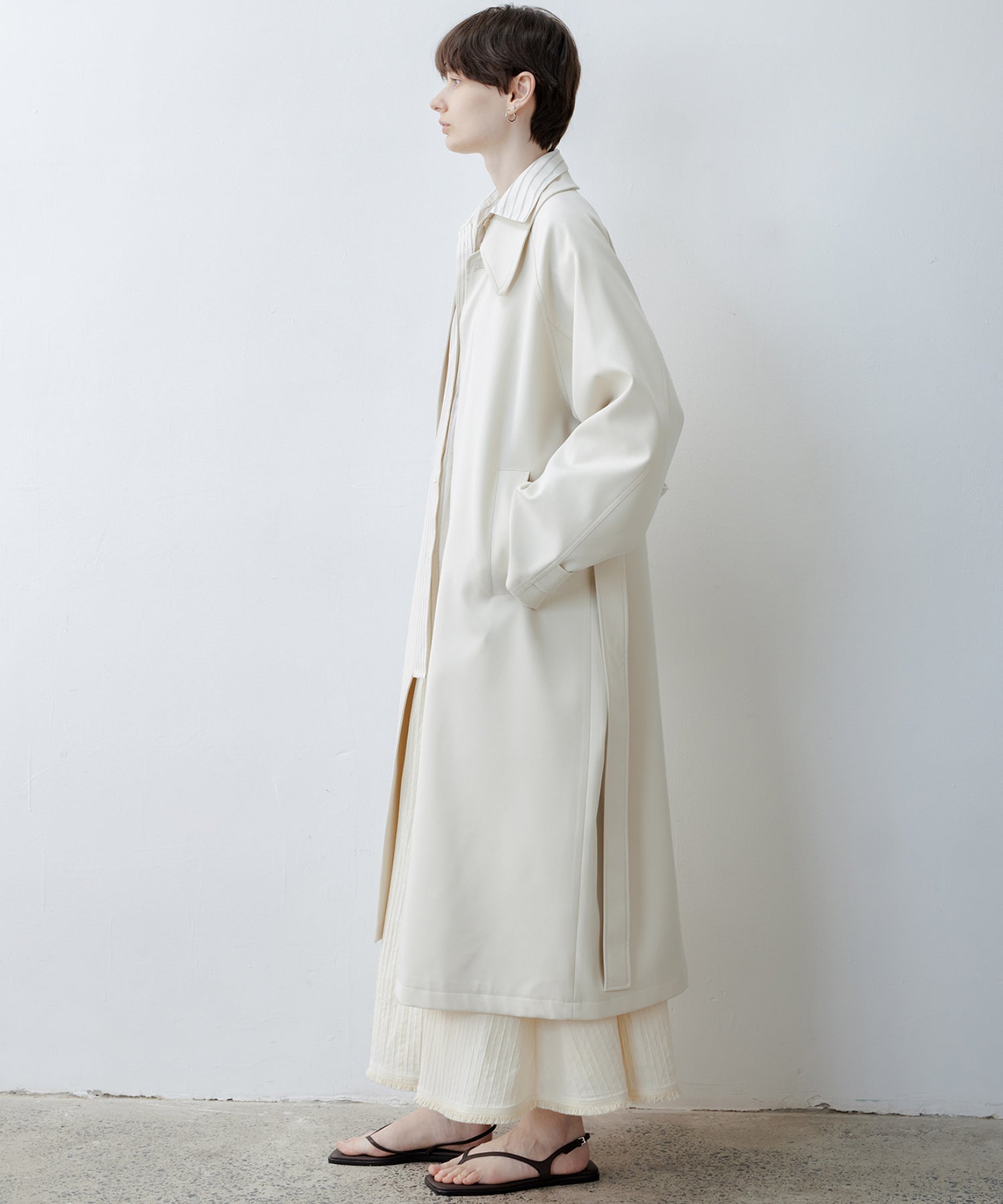 Clean-Cut Longline Coat with Belt – Easy Care Design
