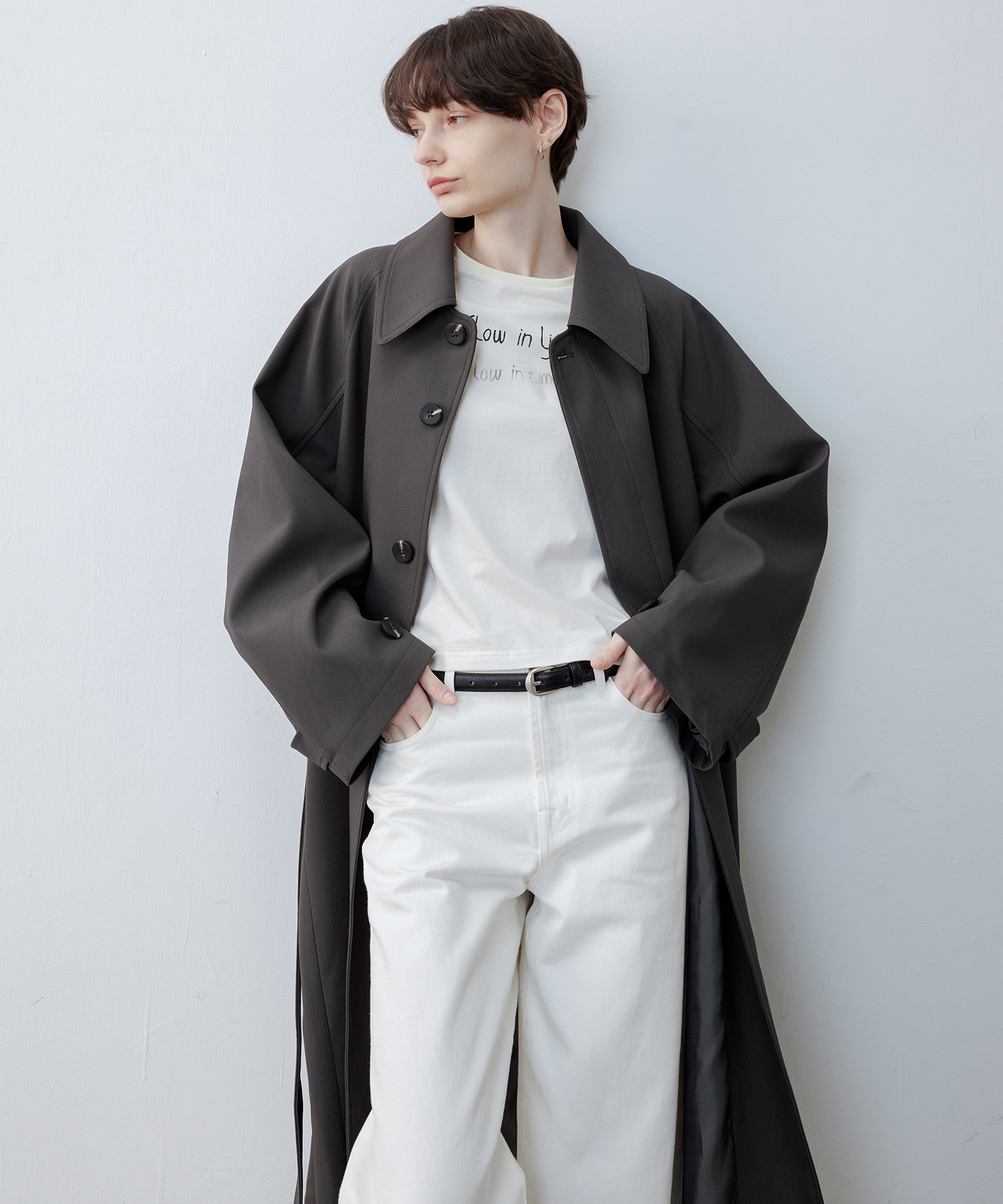 Clean-Cut Longline Coat with Belt – Easy Care Design