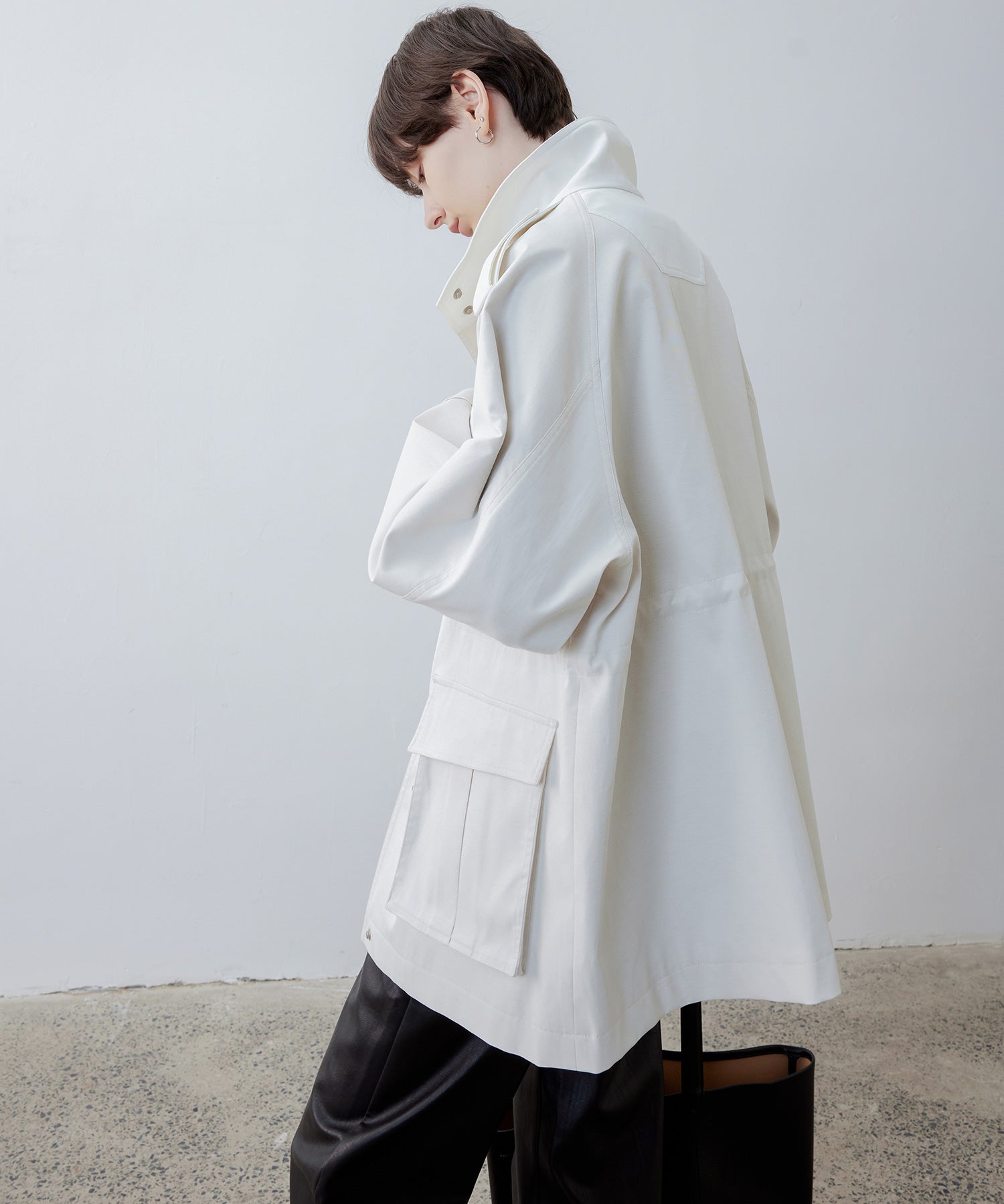 Minimalist White Stand Collar Military Jacket