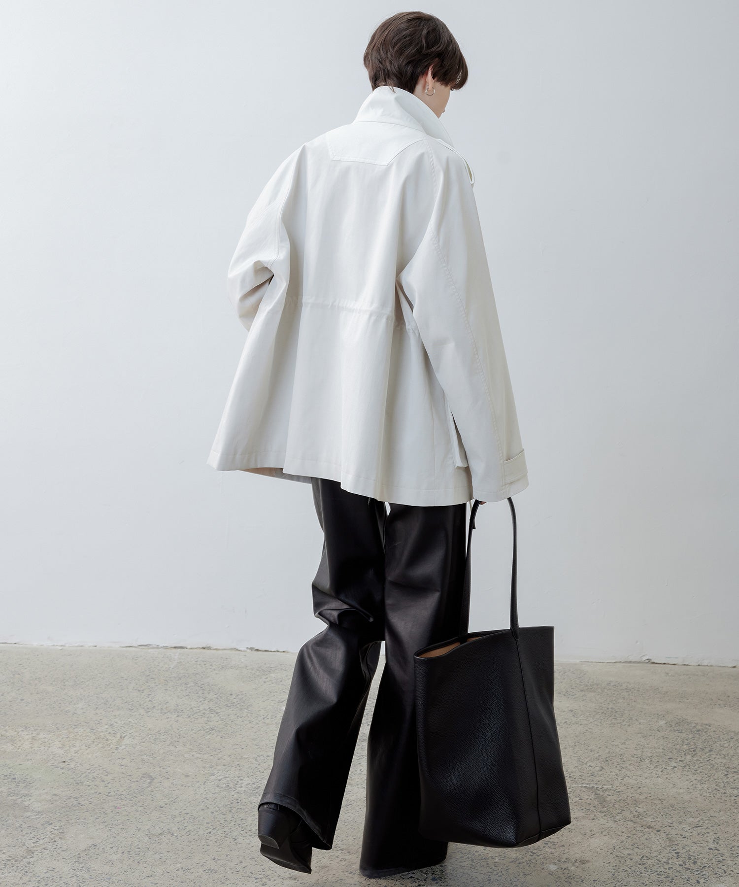 Minimalist White Stand Collar Military Jacket