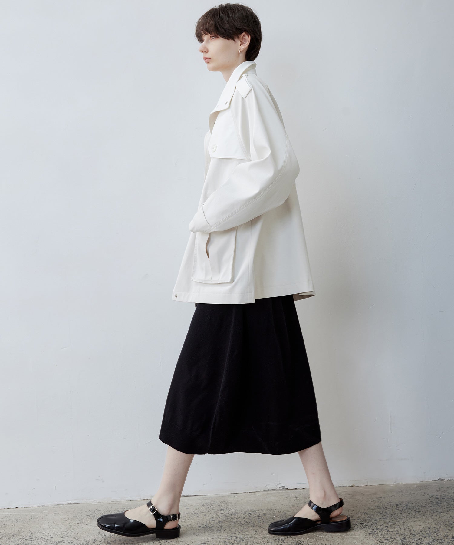 Minimalist White Stand Collar Military Jacket