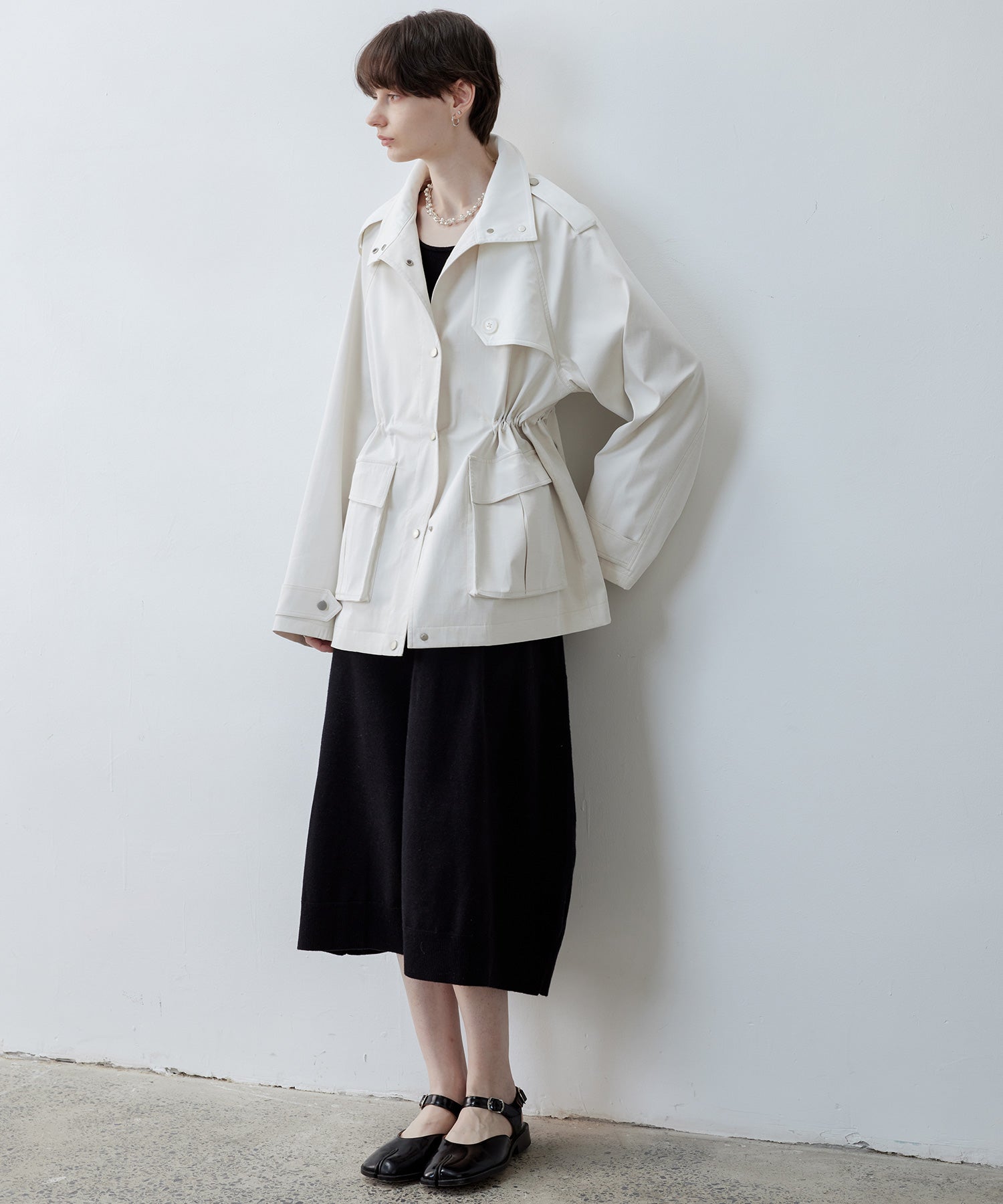 Minimalist White Stand Collar Military Jacket