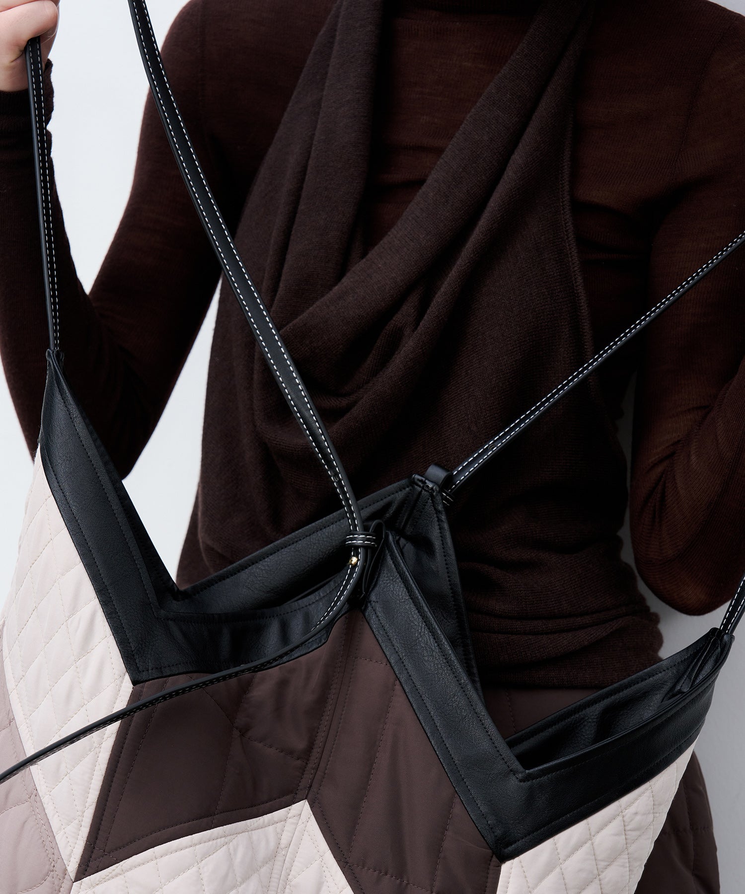 Geometric Colorblock Quilted Tote Bag