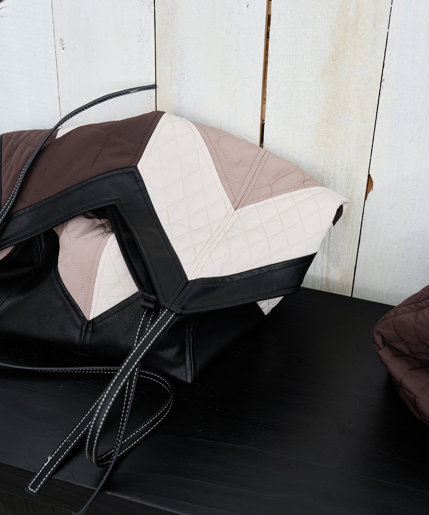Geometric Colorblock Quilted Tote Bag