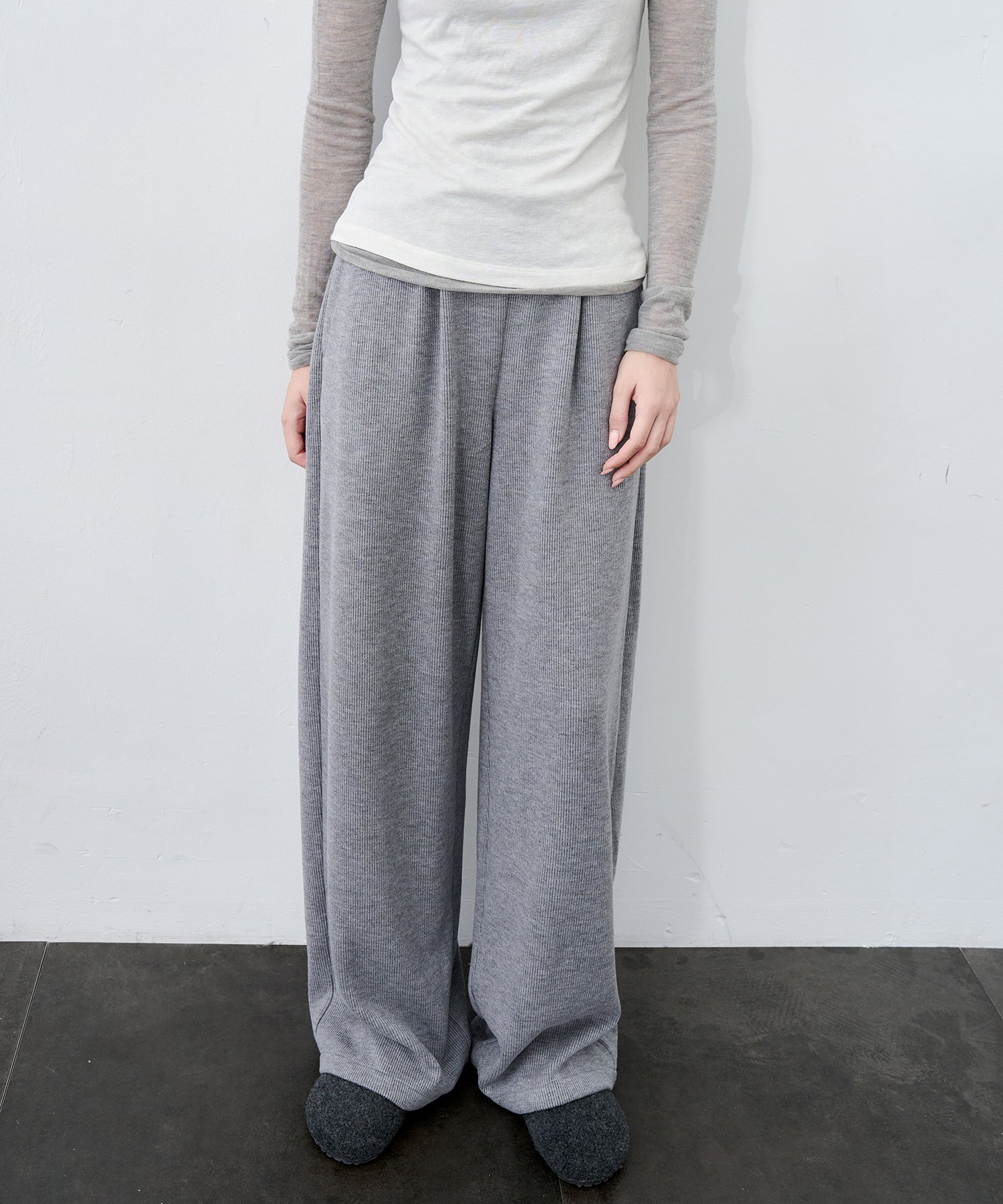 Knit Fleece Drawstring Wide Pants
