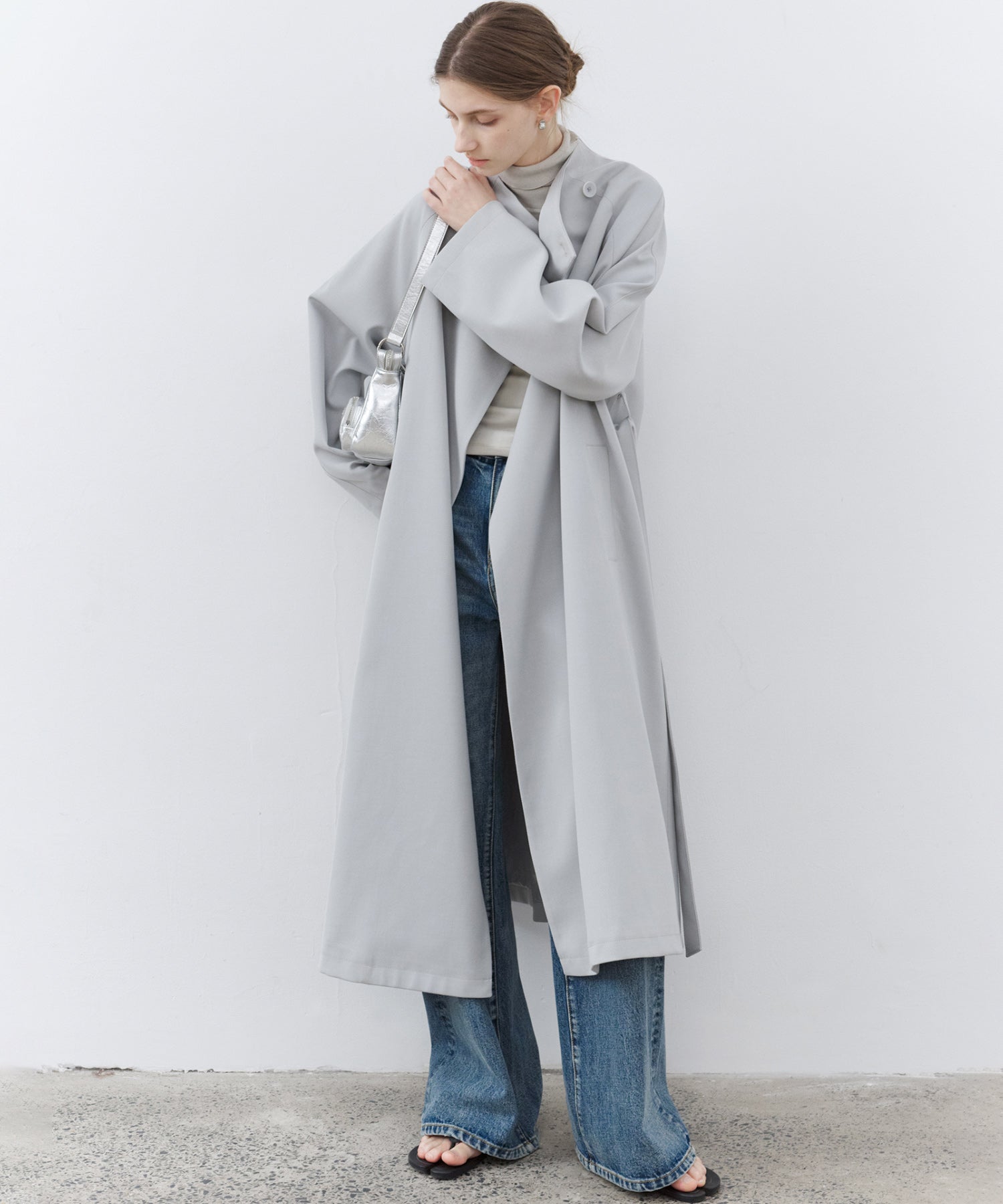 Drape Neck Oversized Trench Coat