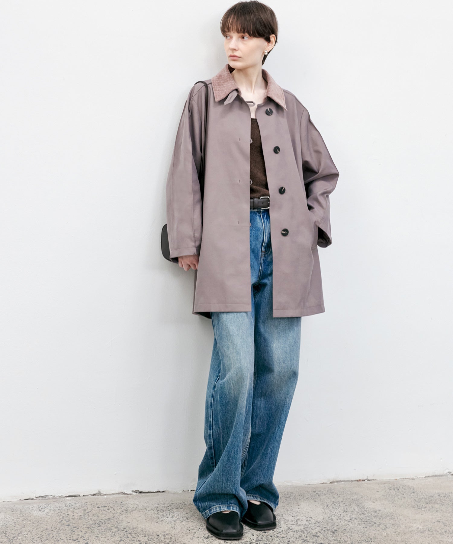 Oversized Corduroy Color-Block Long Coat