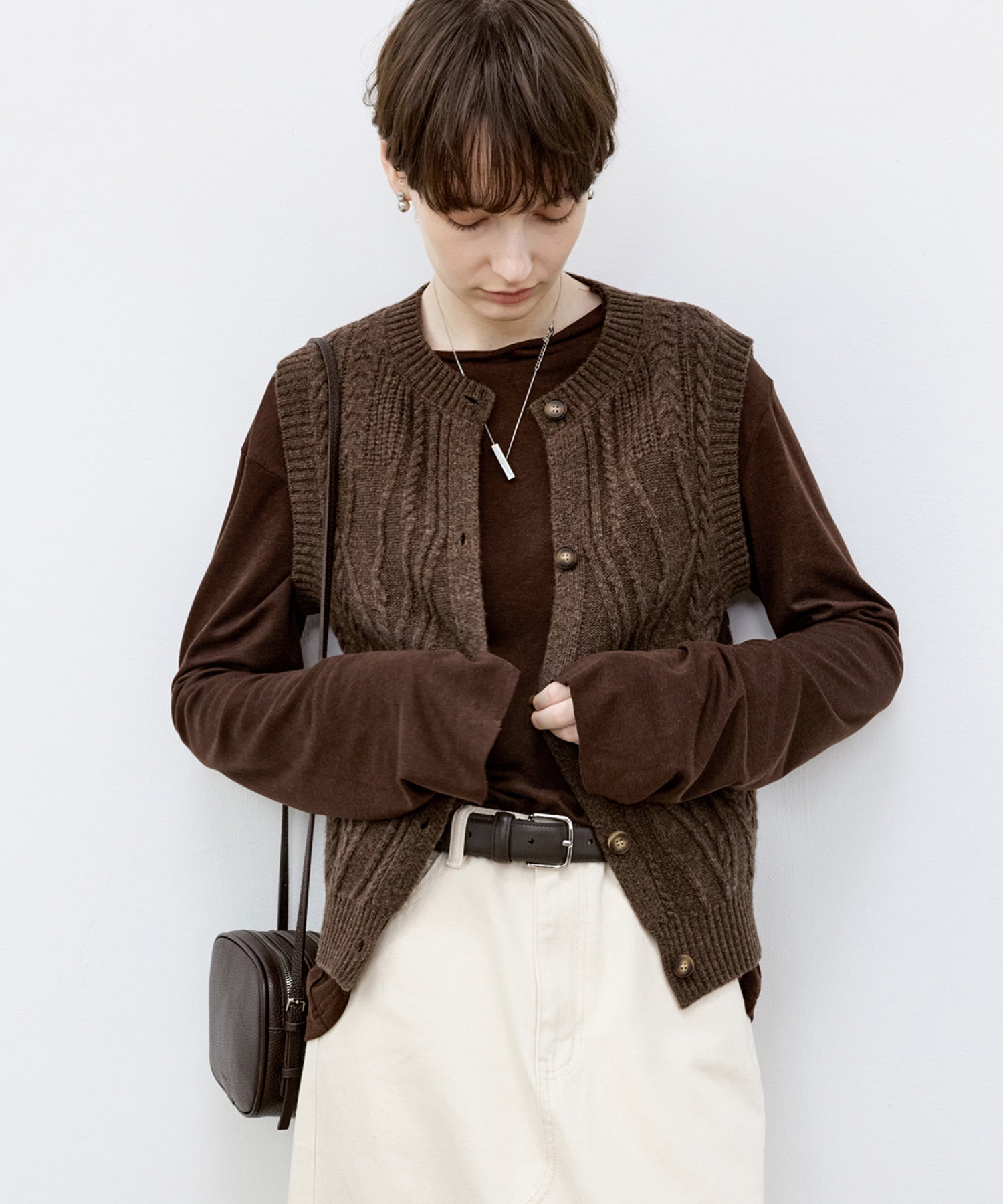 Wool Cable-Knit Vest