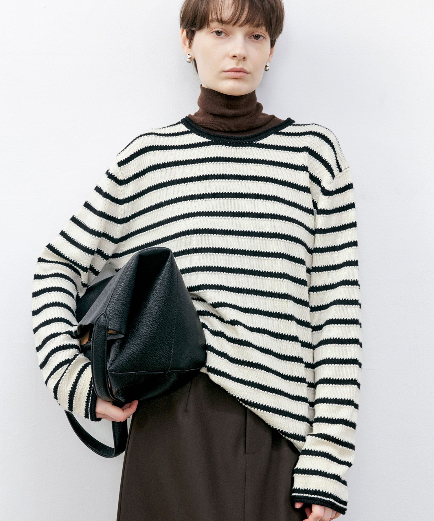 Textured Stripe Panel Knit Sweater