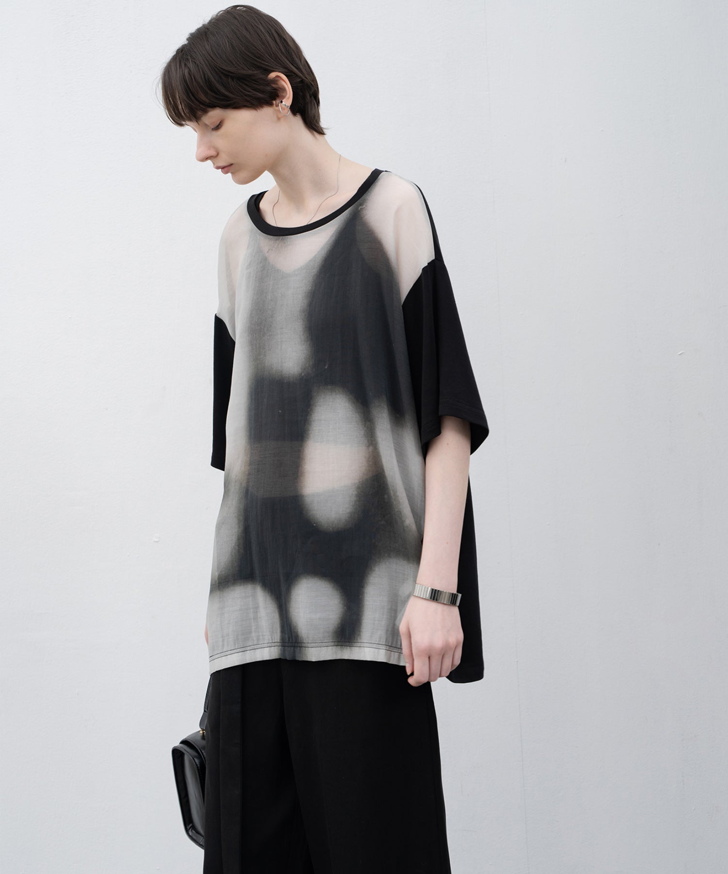 Sheer print cut and sew tops / T-shirt