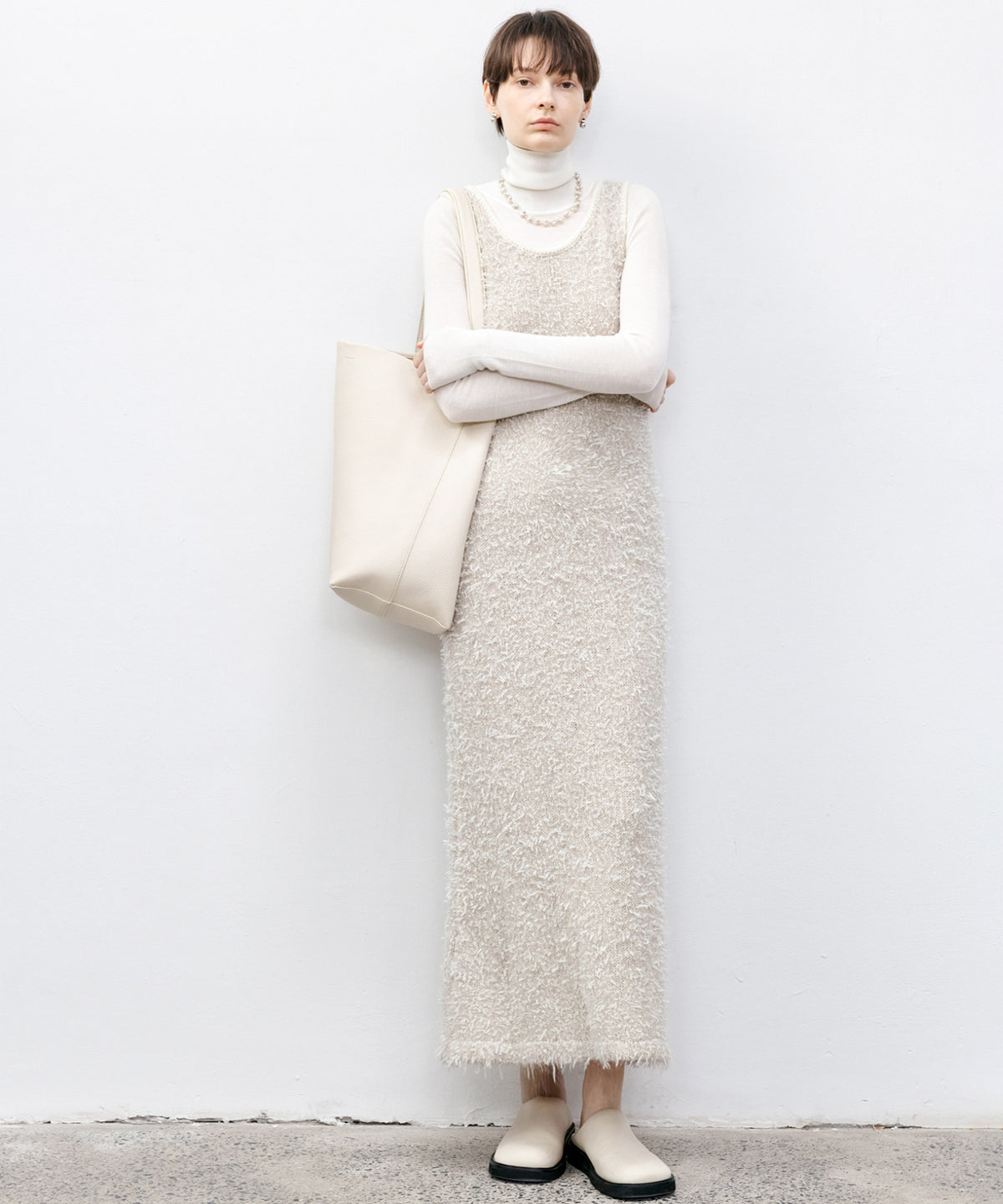 Tweed Round Neck Knit Dress