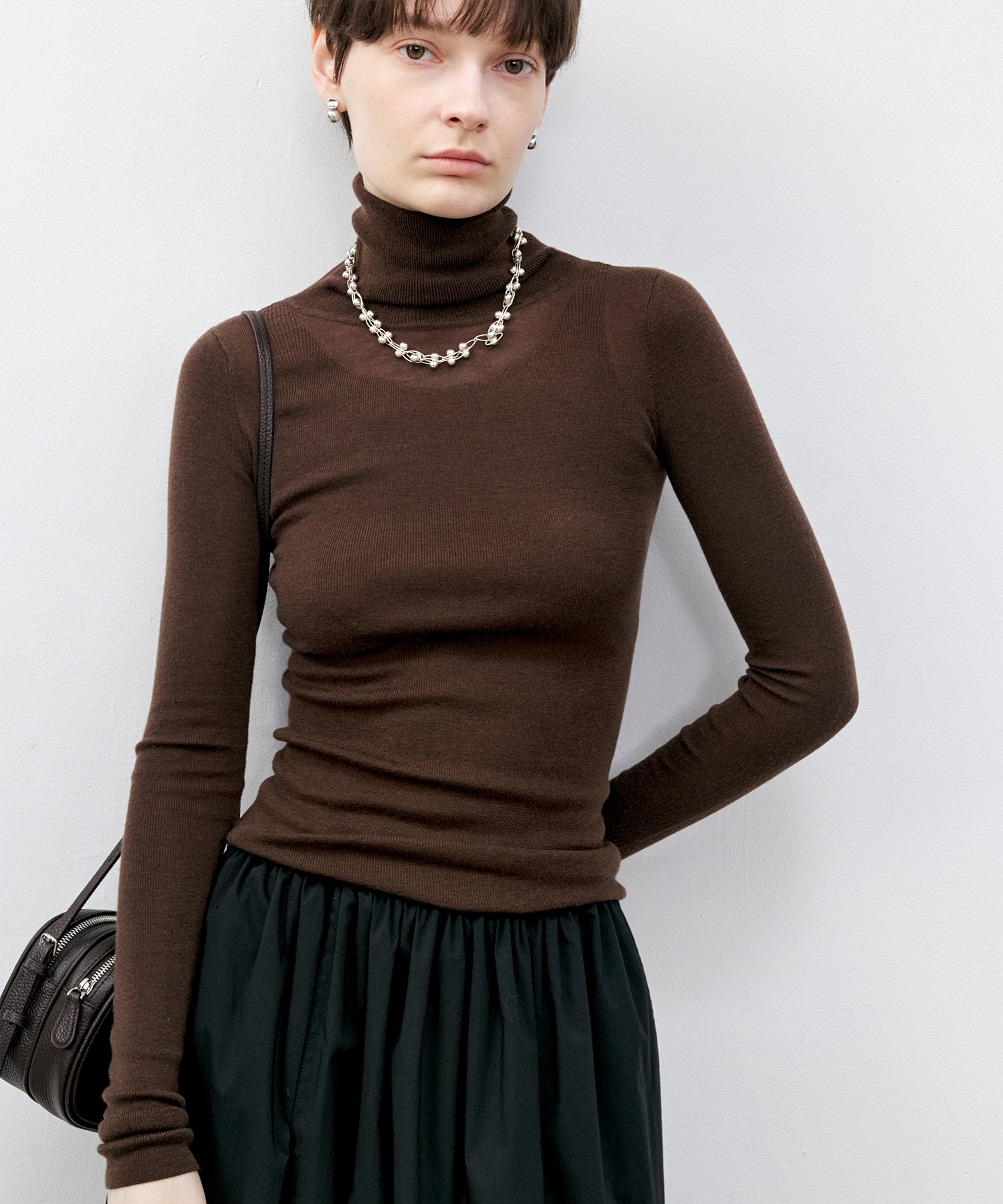 Contrast Panel Turtleneck Top