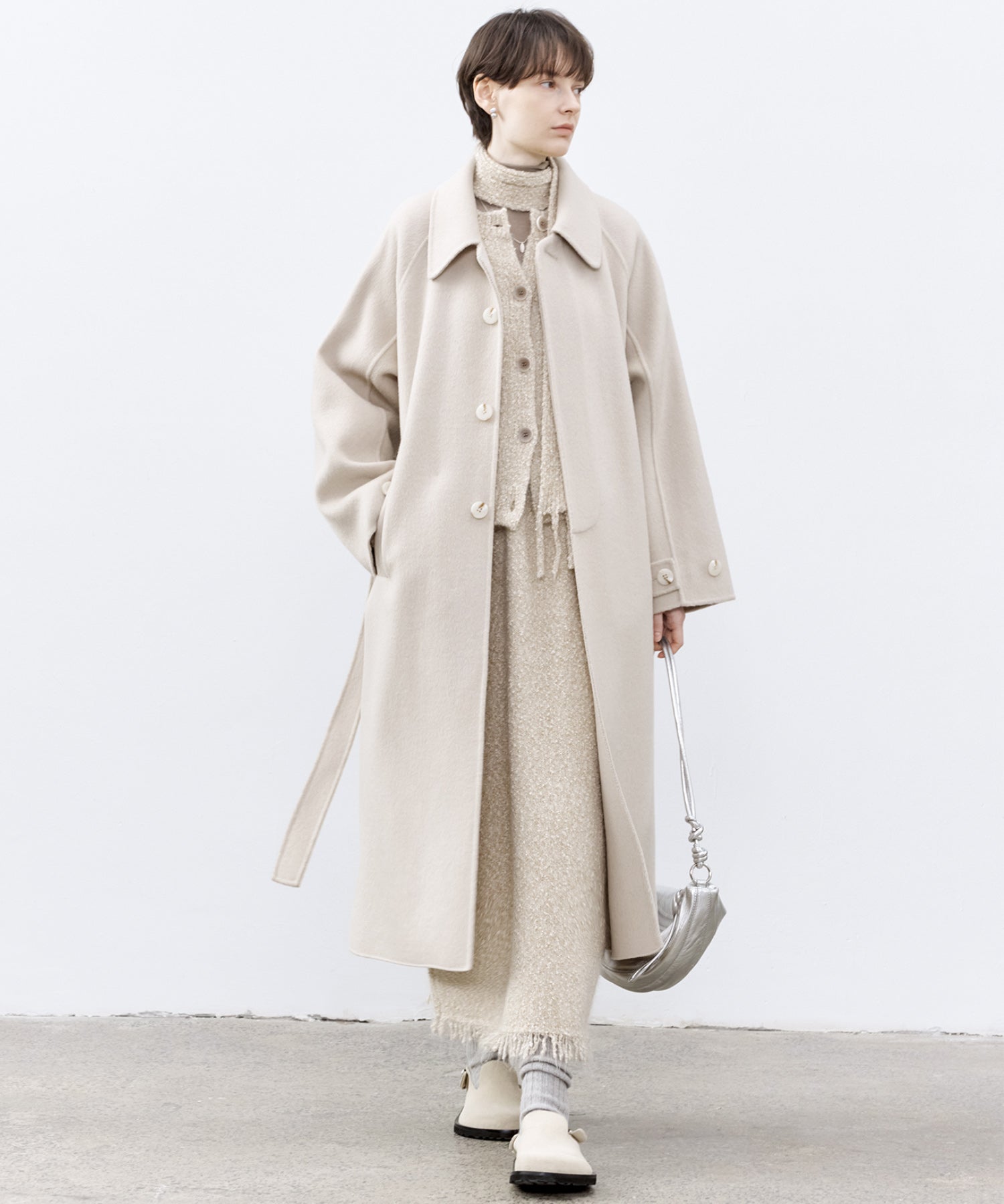 Nepped Knit Cardigan with Tweed Texture