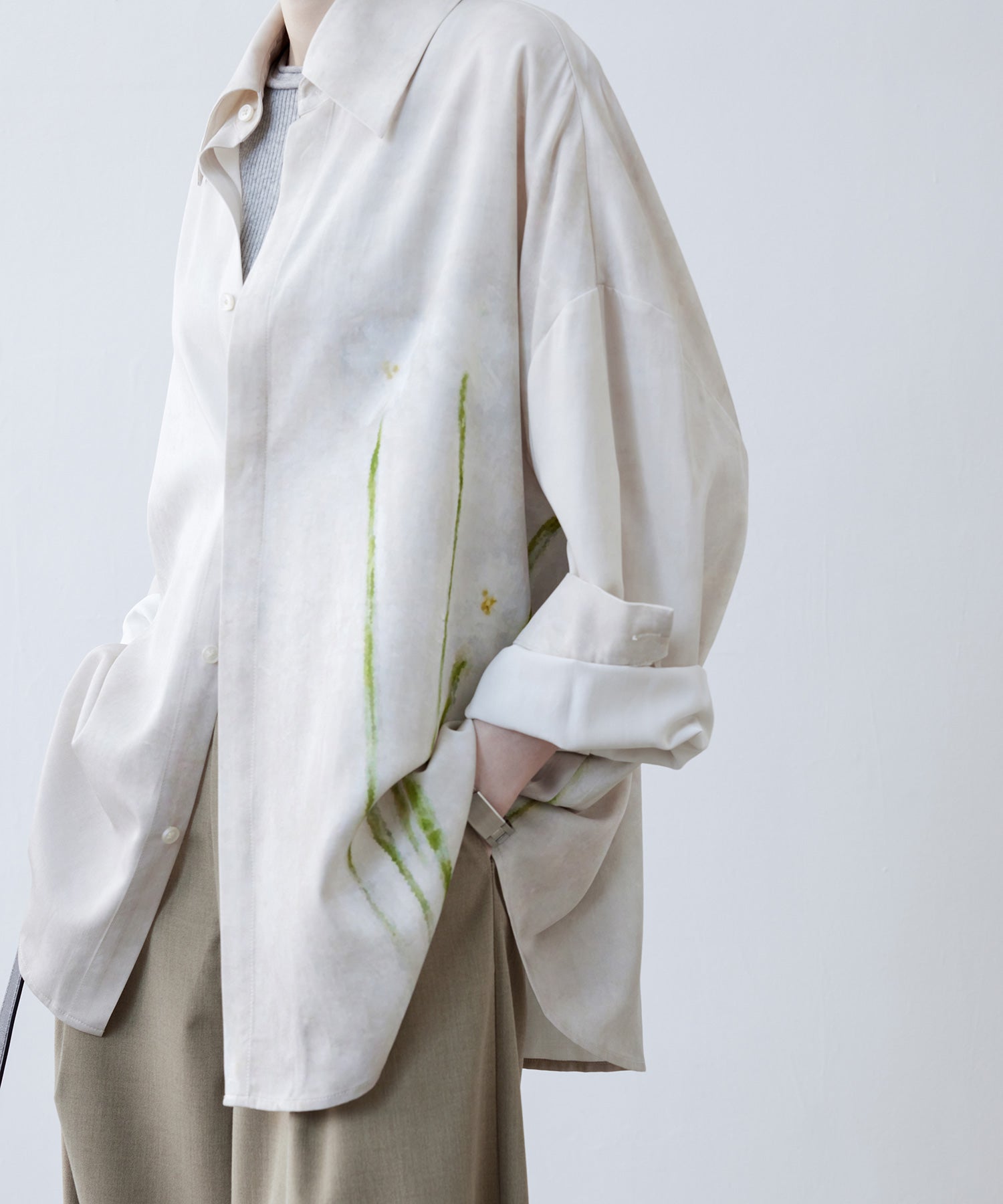 Art Print Oversized Shirt with Dropped Shoulders