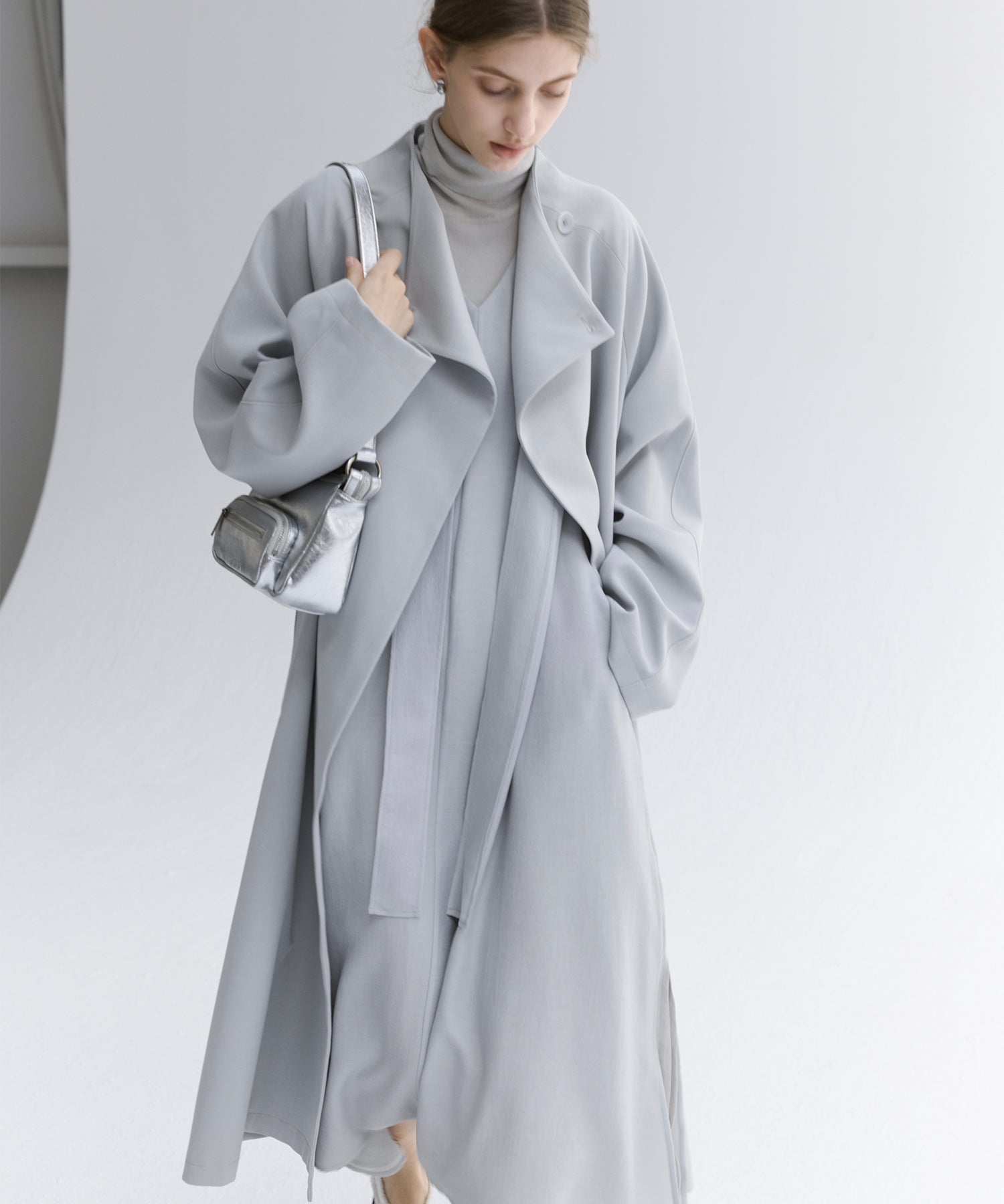 Drape Neck Oversized Trench Coat