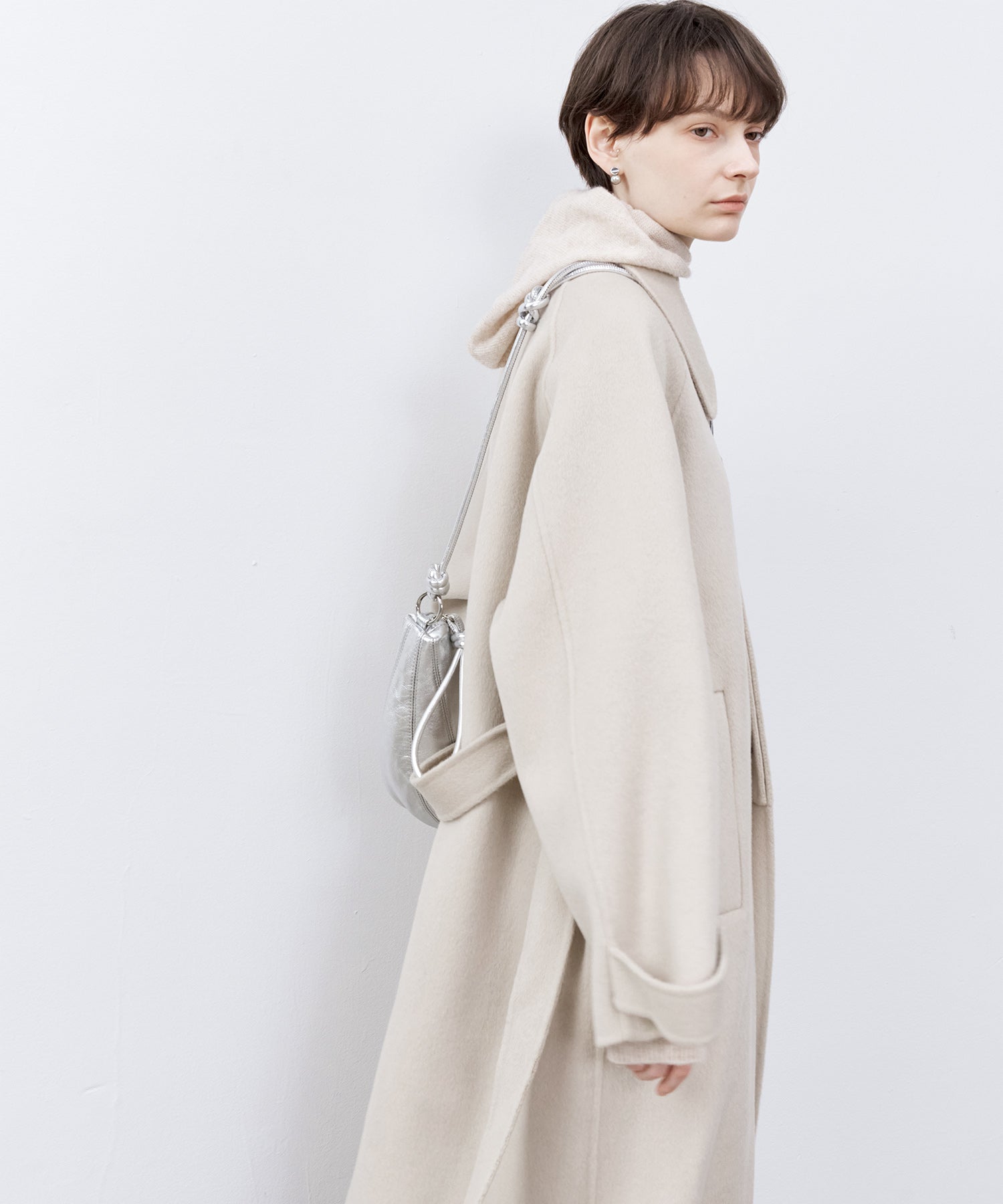 Raglan Sleeves Oversized Double-Faced Wool Coat