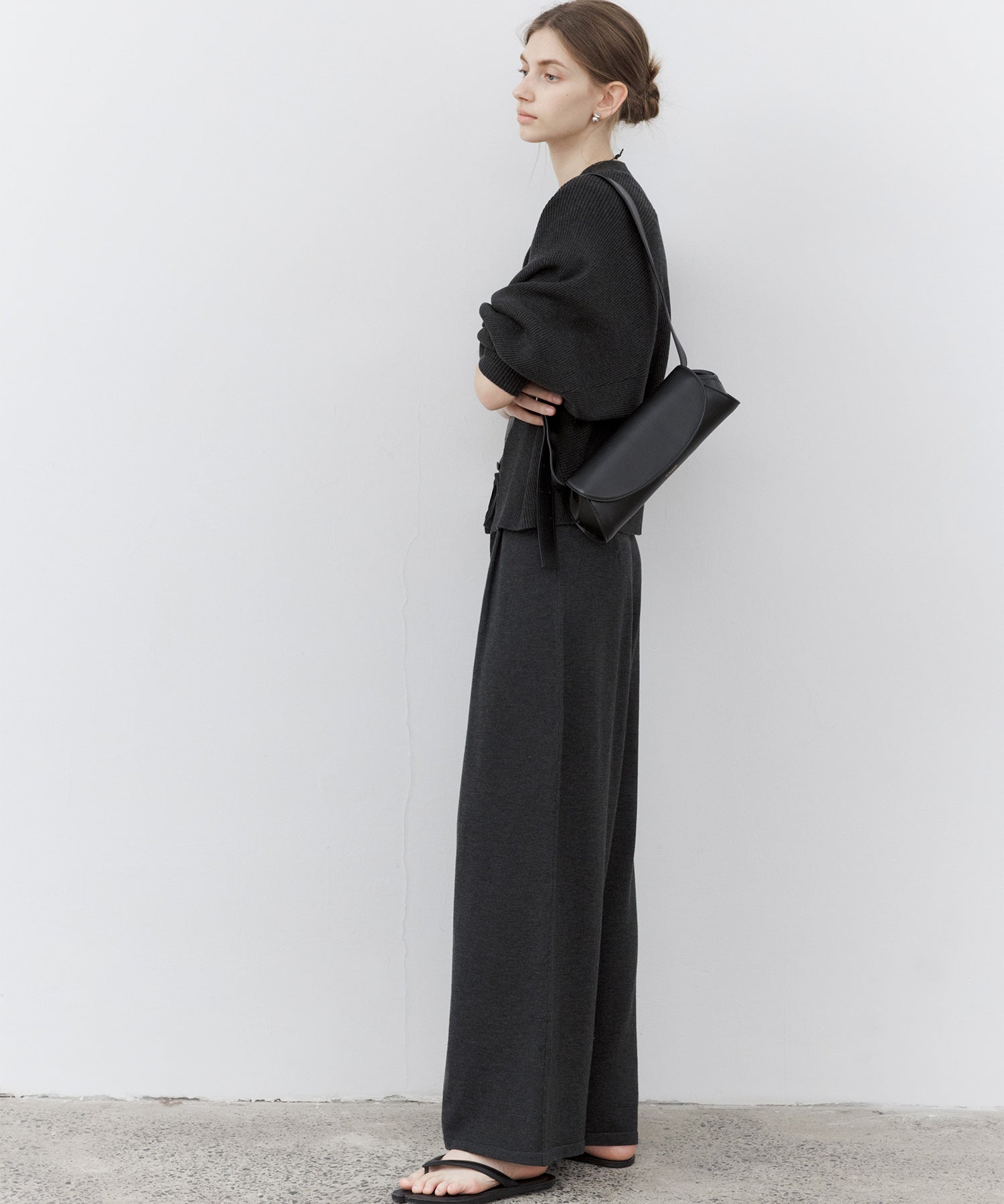 Waist Tuck Knit Wide-Leg Pants