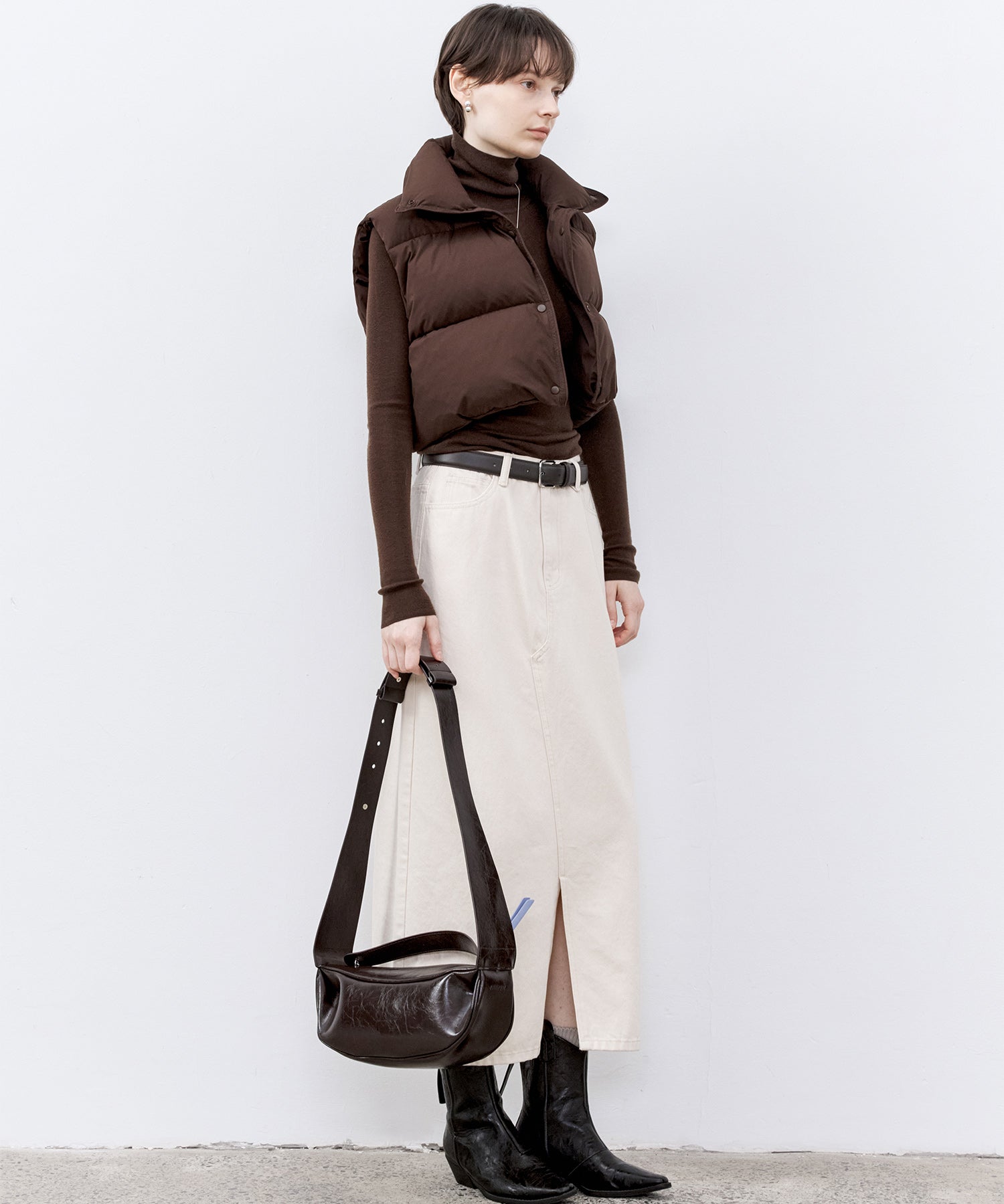 Cropped Puffer Vest with Moldable Neckline