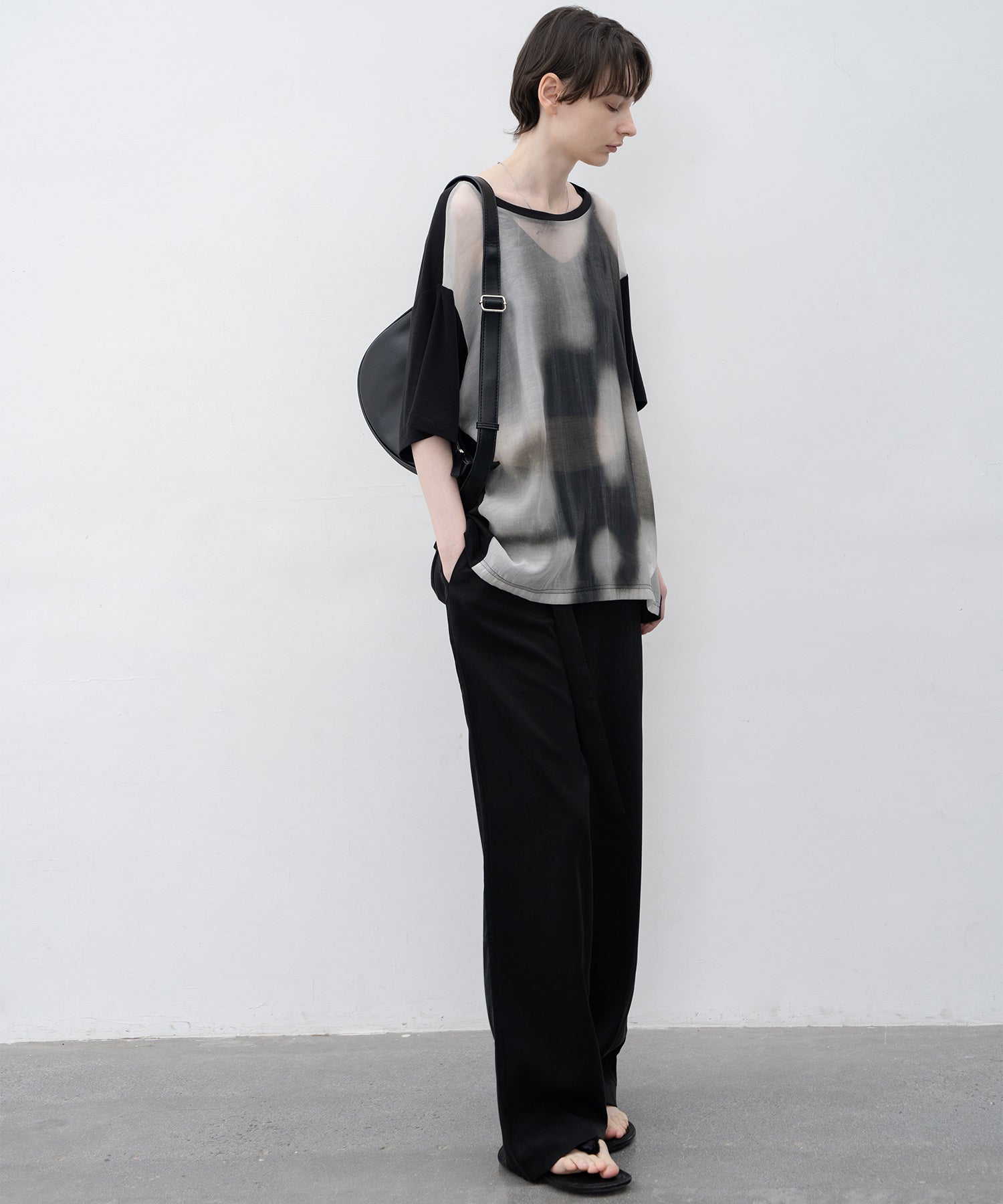 Sheer print cut and sew tops / T-shirt