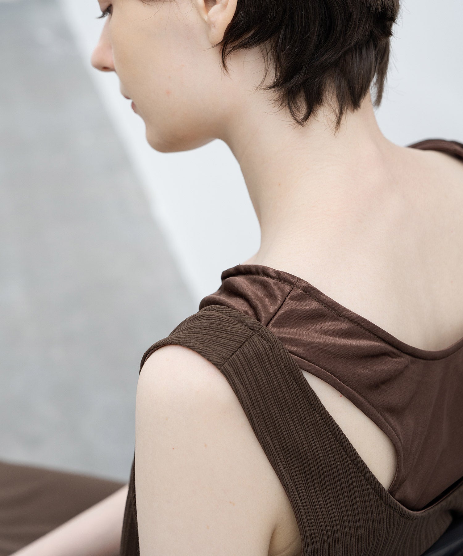 Inner Docking Gauze-Textured Long Dress