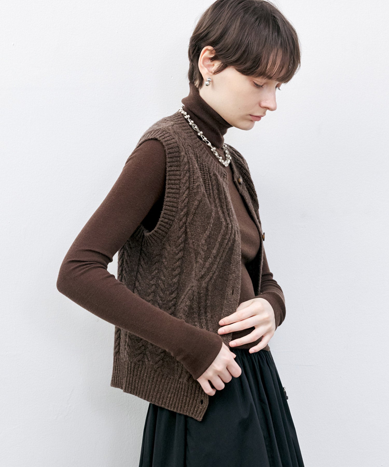 Contrast Panel Turtleneck Top
