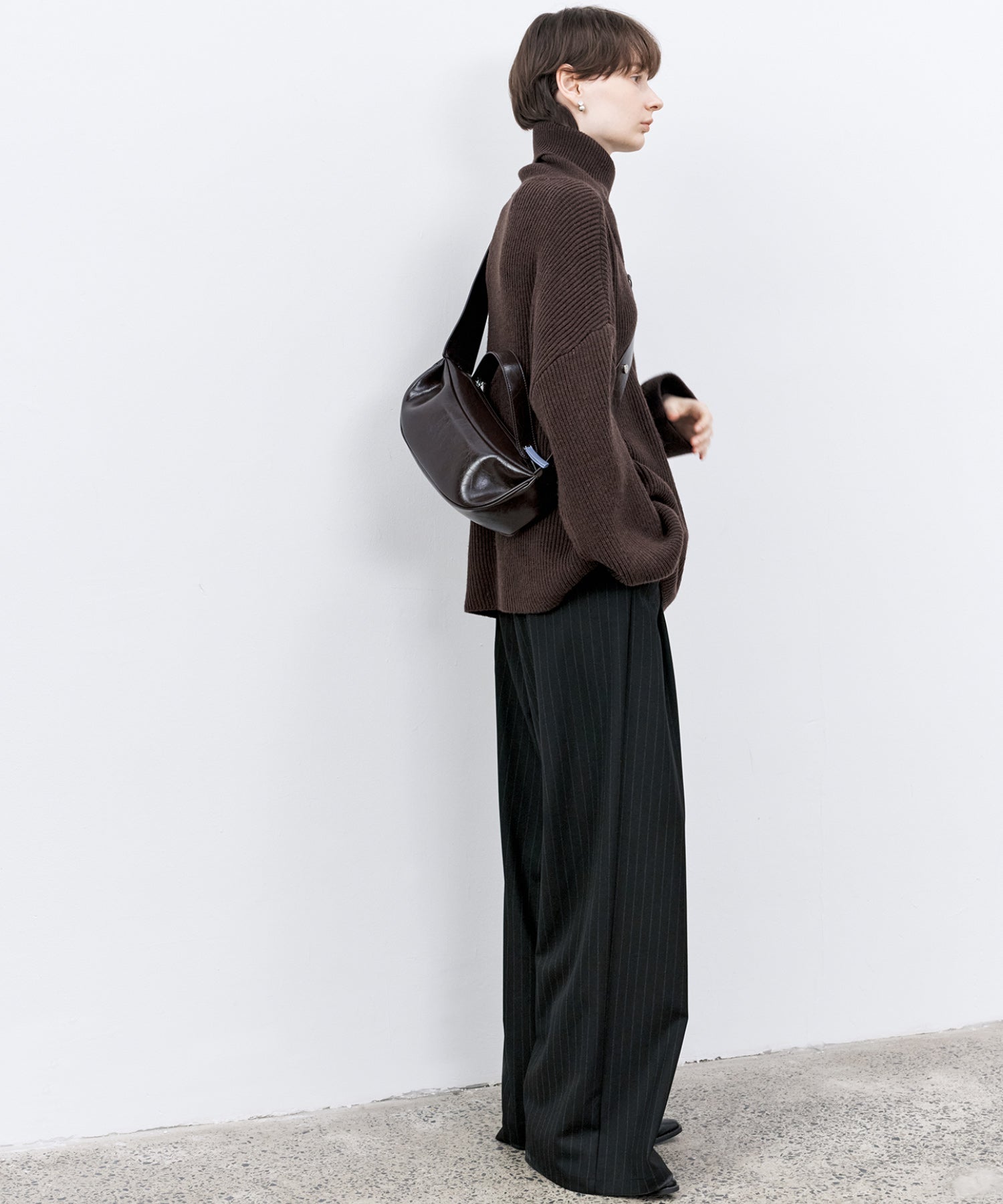 High-Waisted Striped Wide Slacks