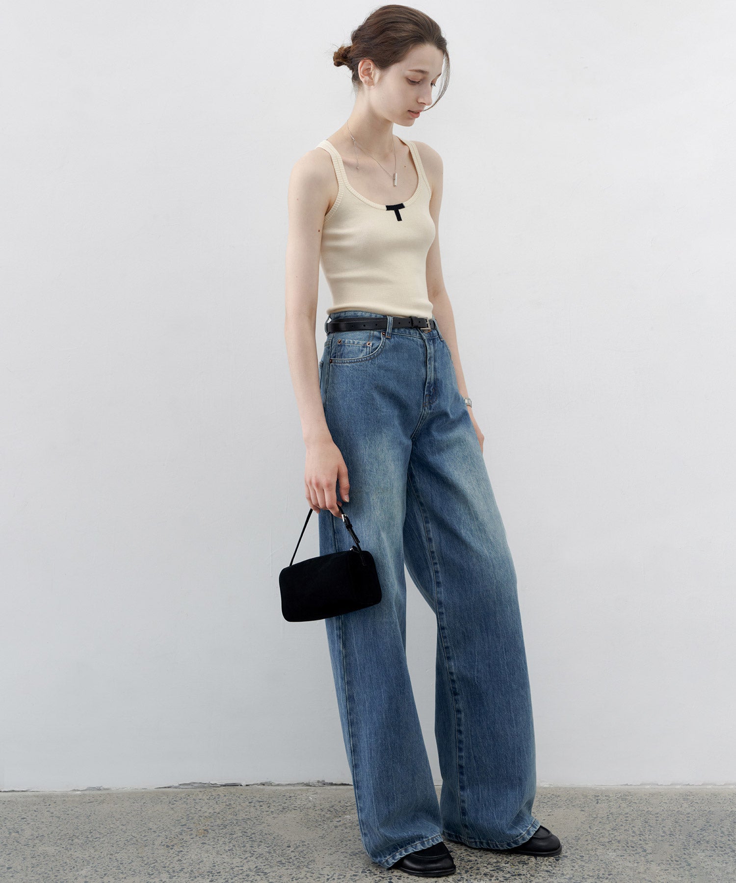 Minimalist “T” Logo Knit Cami Top