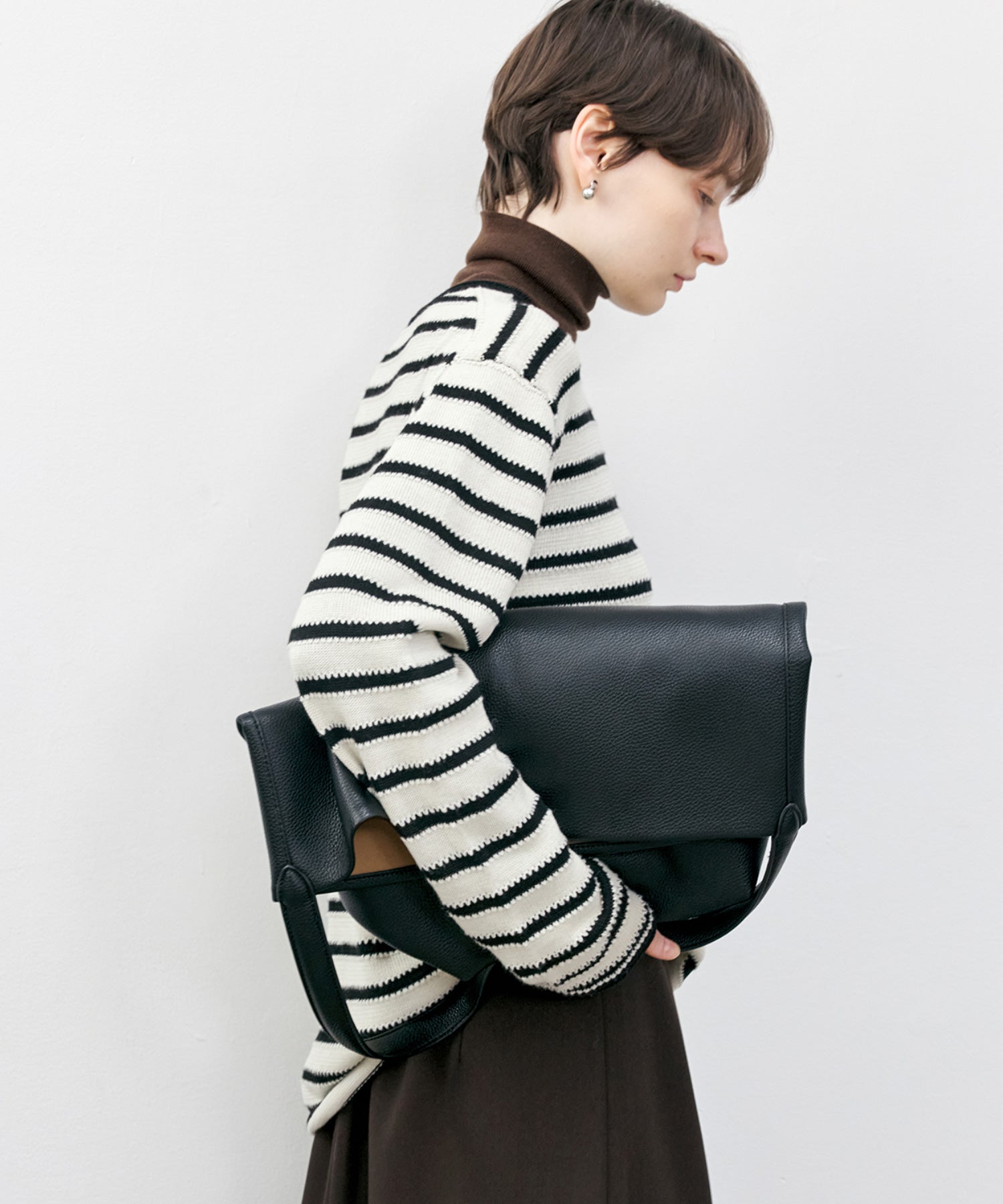 Textured Stripe Panel Knit Sweater