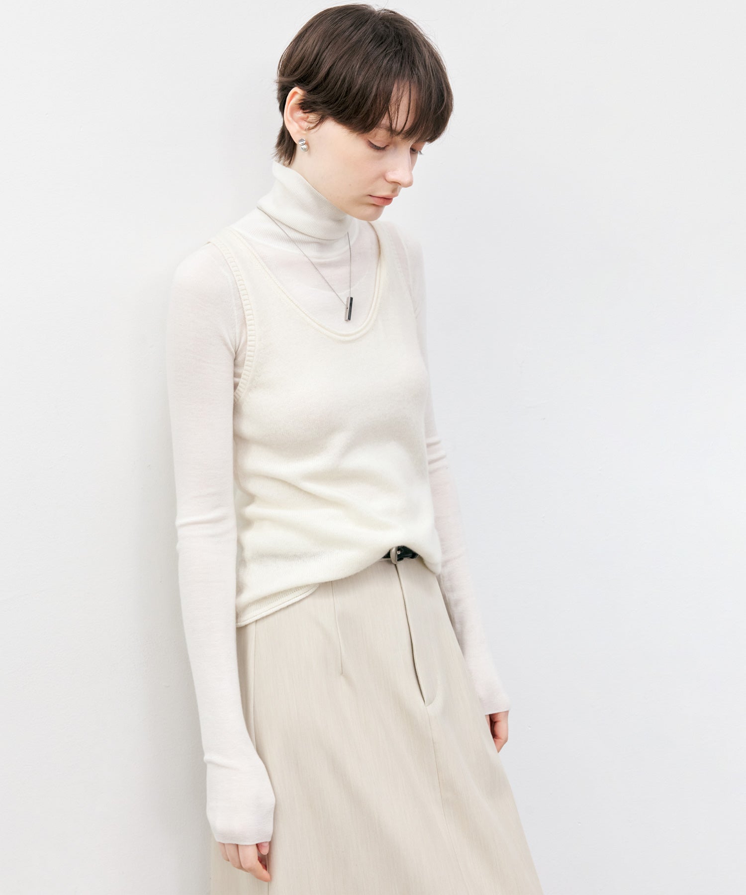 Contrast Panel Turtleneck Top