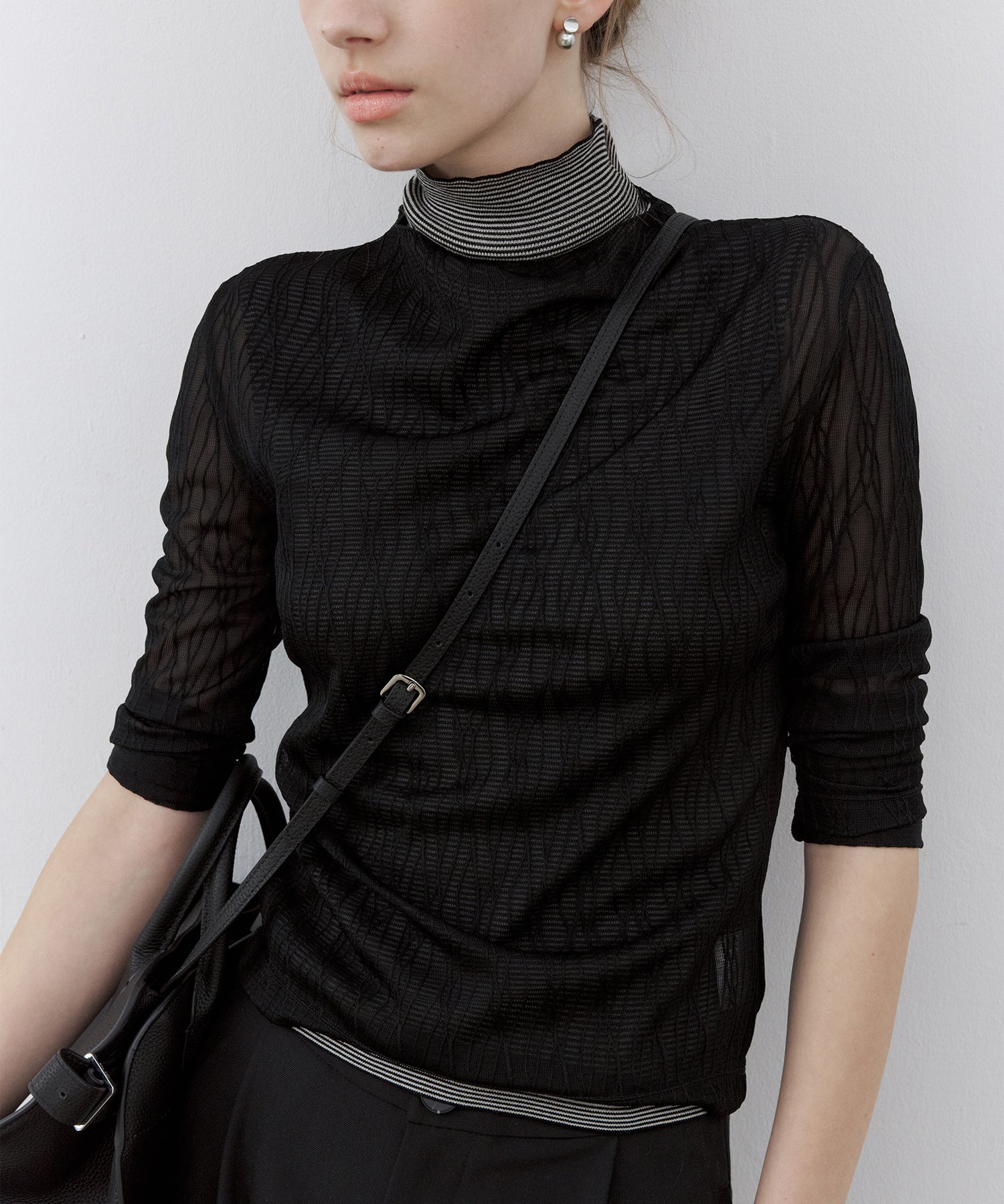 Jacquard Sheer Boat Neck Top