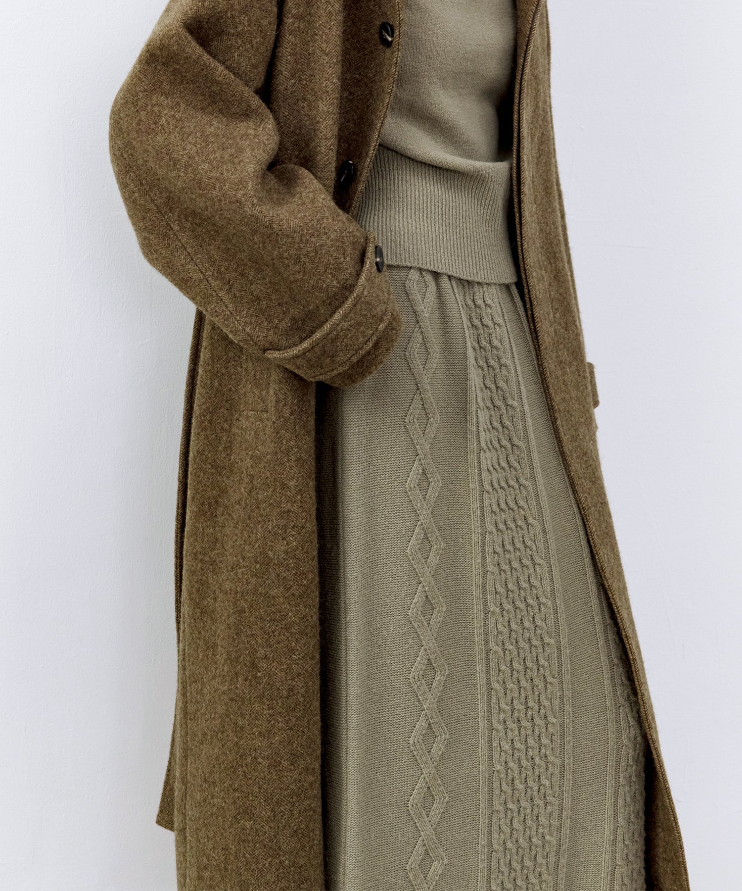 Cable Knit Wool Flare Skirt