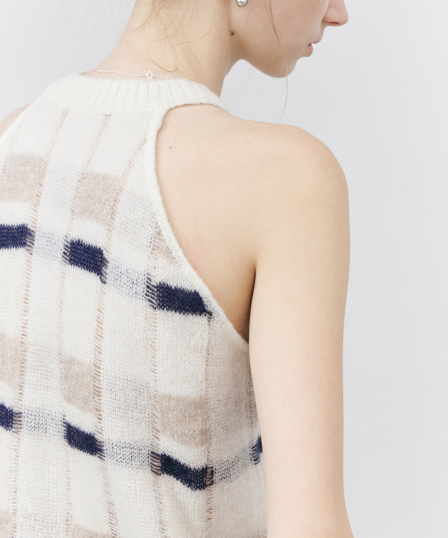Sheer Check Pattern Knit Tank