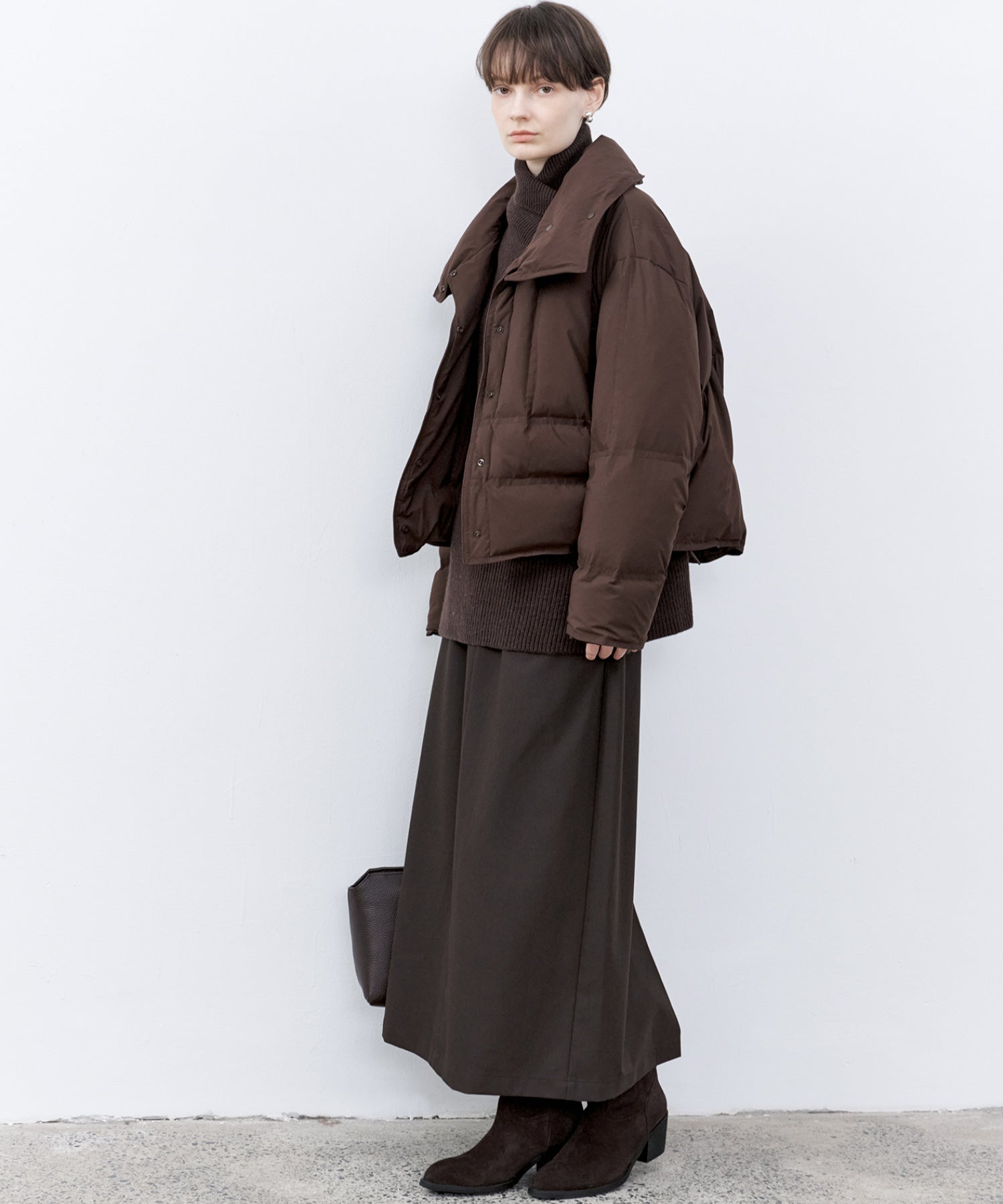 Relaxed Fit Wool-Blend Sweater with Crossed High Neck