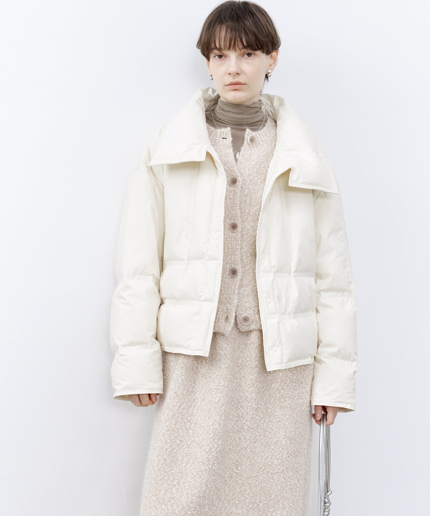 Drop Shoulder Short Puffer with Shaped Waist Design