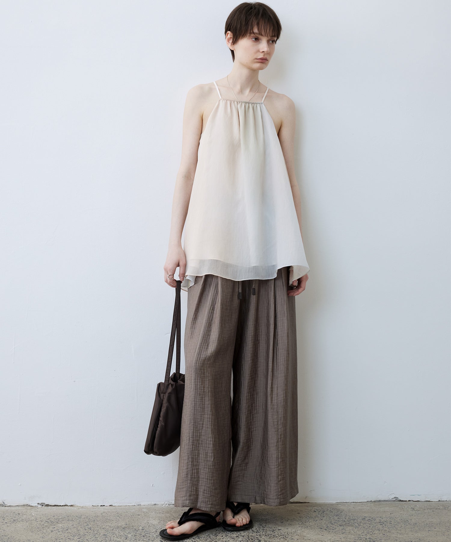 Lightweight Textured Wide-Leg Pants