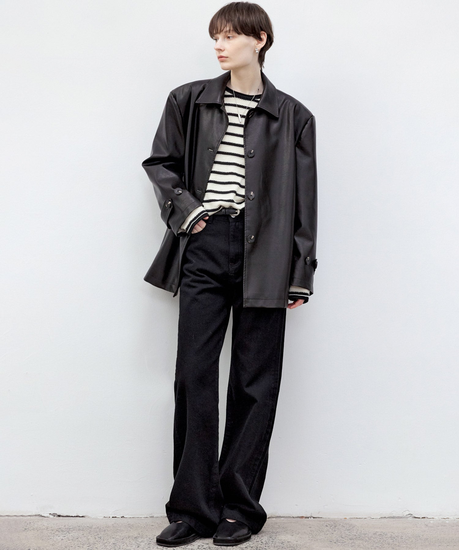 Textured Stripe Panel Knit Sweater