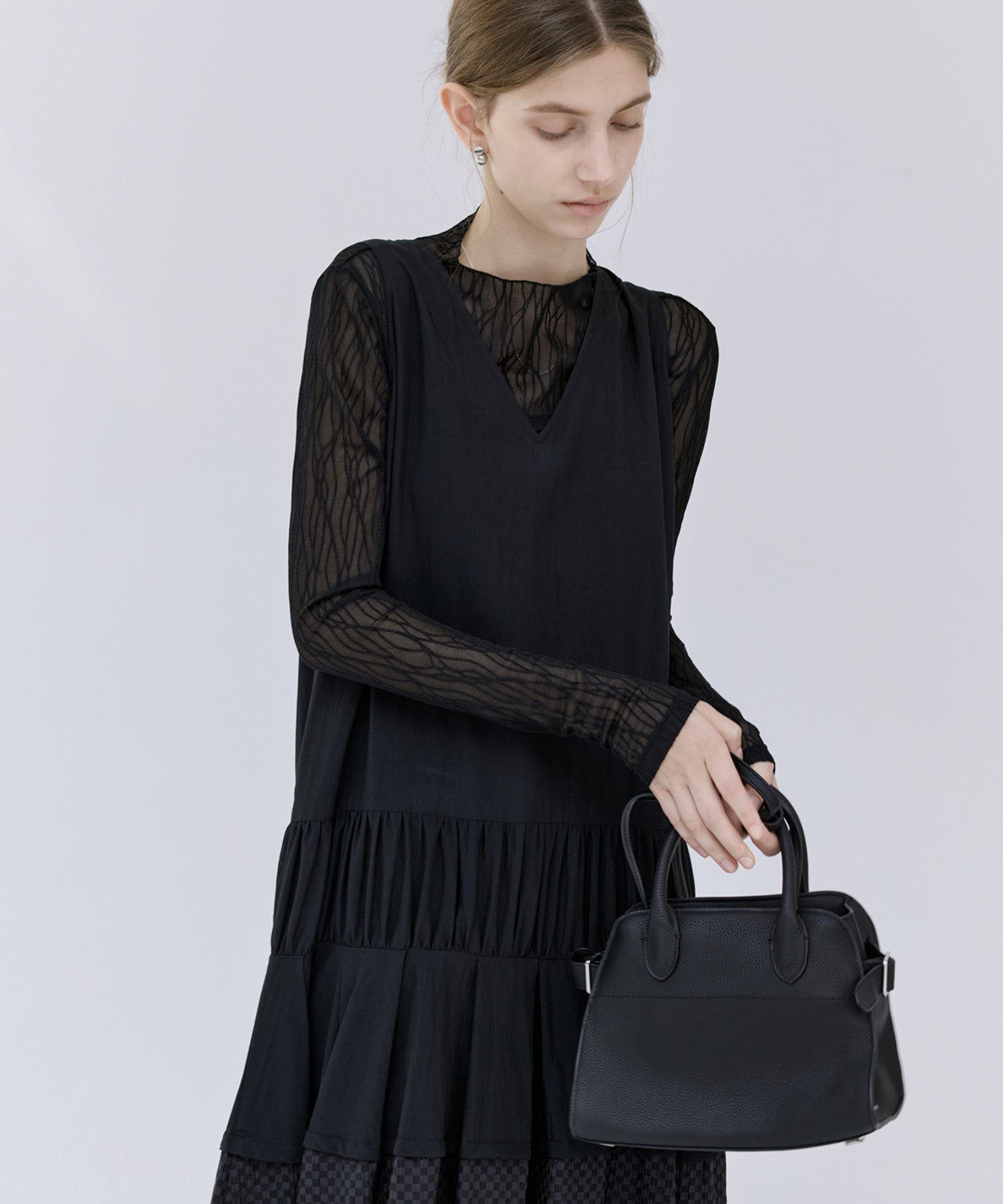 Jacquard Sheer Boat Neck Top