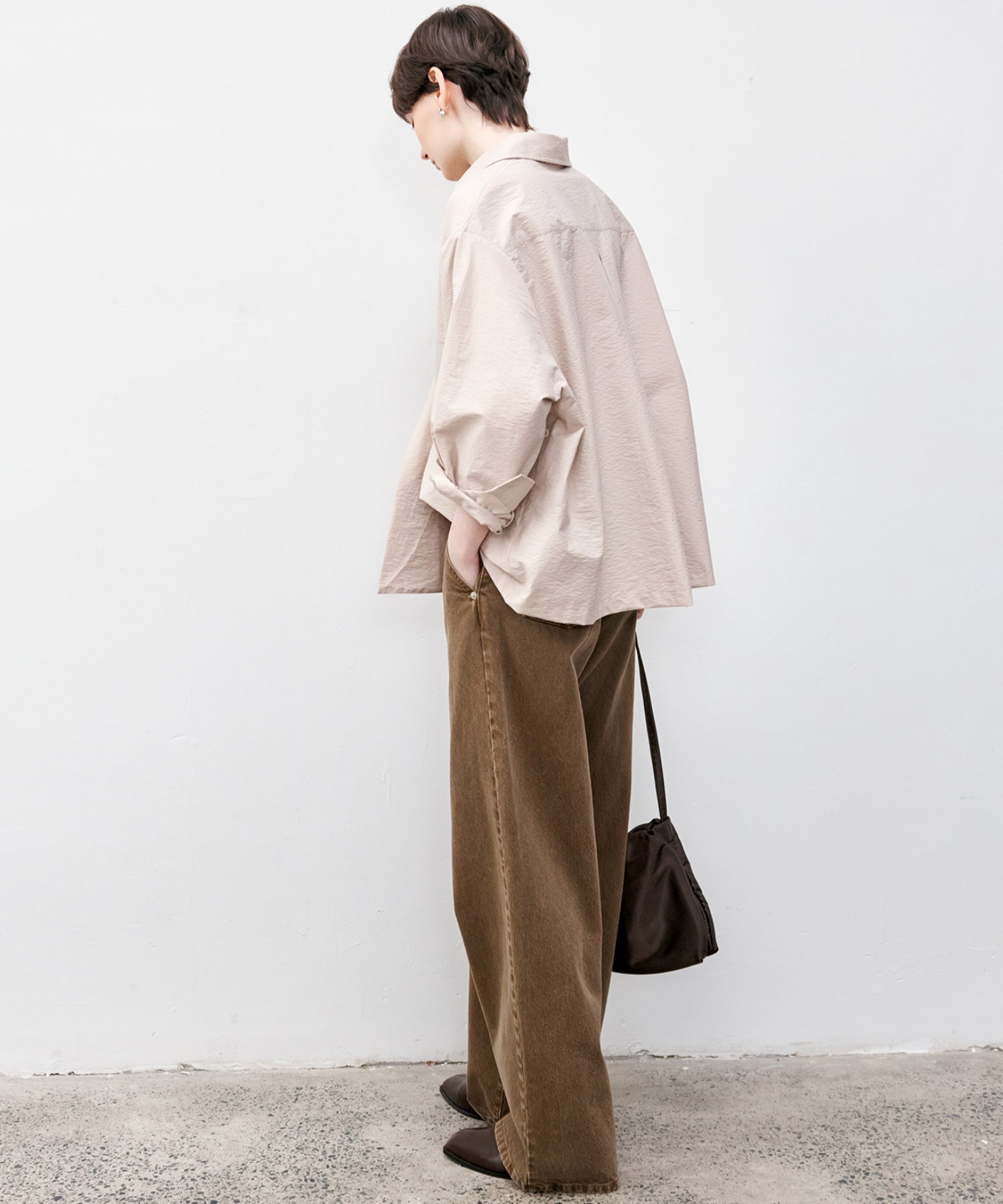Basic Narrow Straight Brown Denim Pants