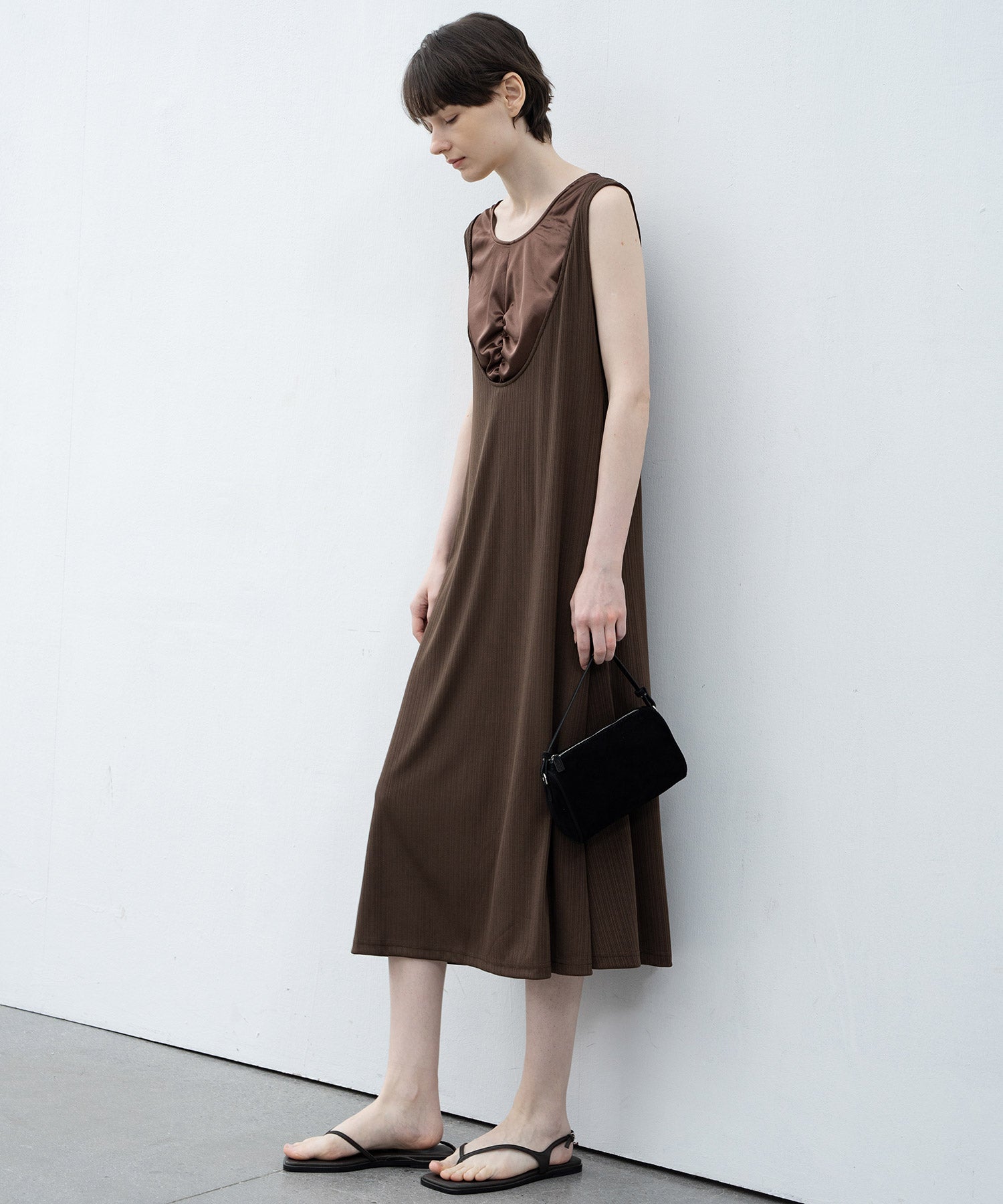 Inner Docking Gauze-Textured Long Dress