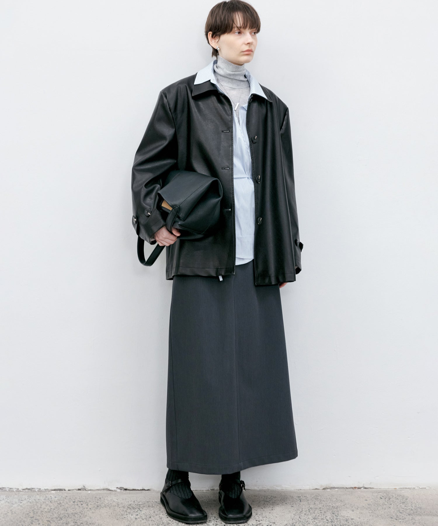 Back-slit maxi skirt