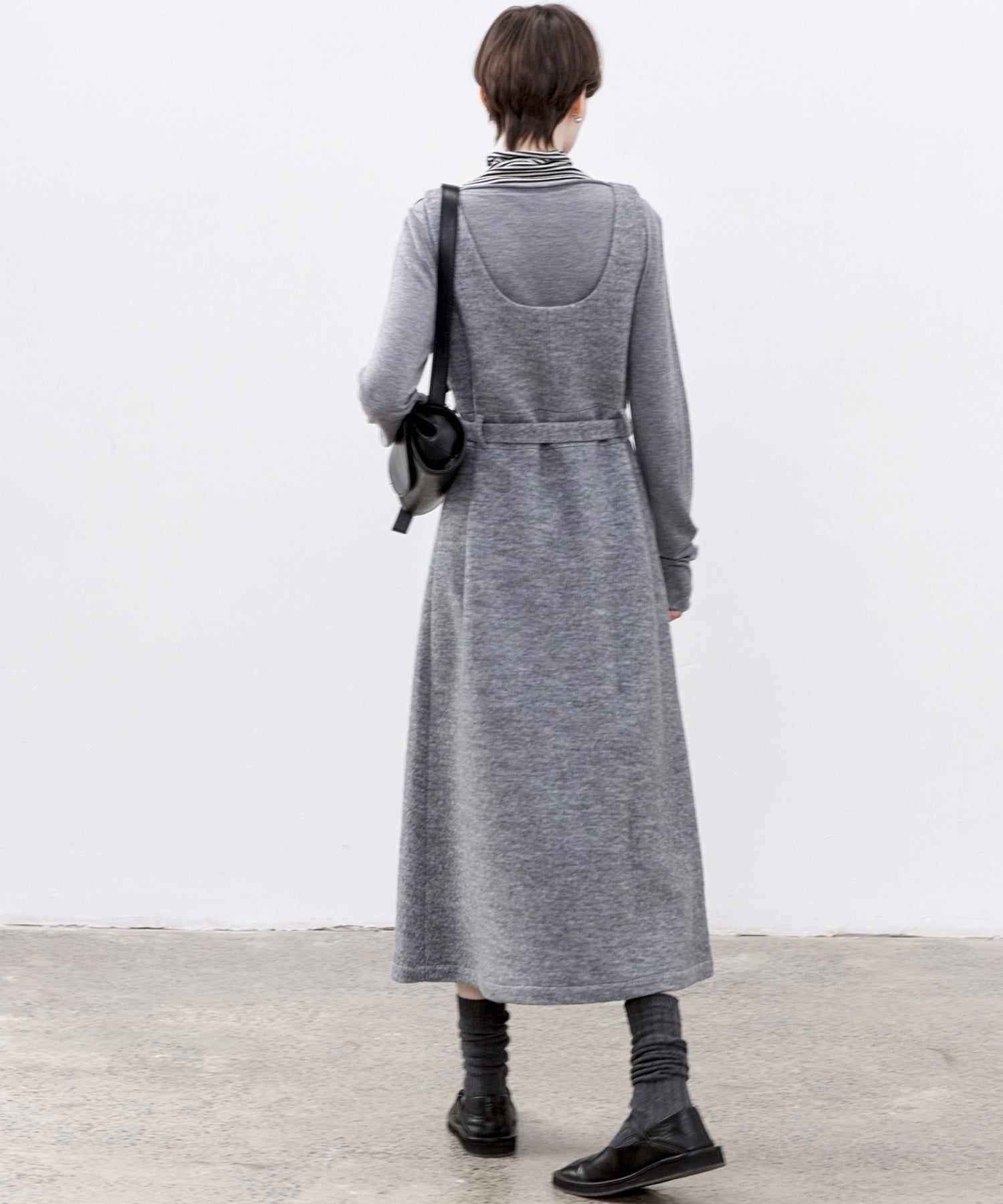 Wool-Blend Belted Jumper Dress