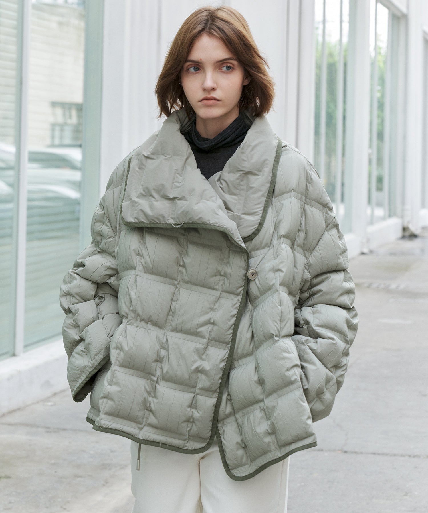 Crinkled Stand Collar Down Jacket